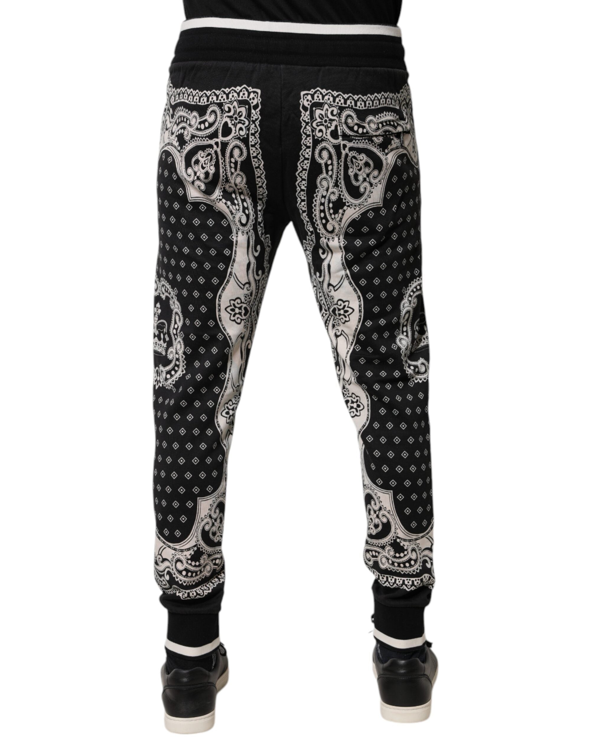 Dolce & Gabbana Black Bandana Cotton Jogger Pants