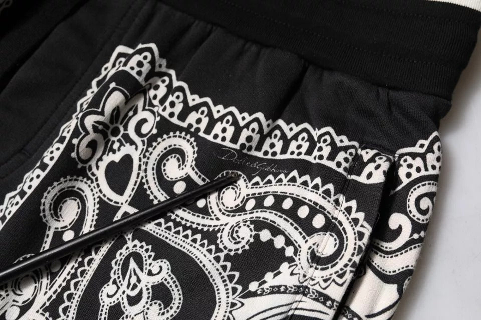 Dolce & Gabbana Black Bandana Cotton Jogger Pants