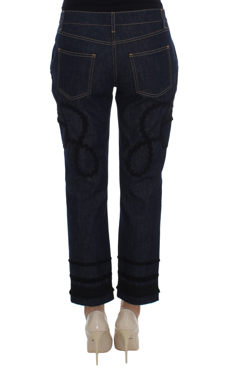 Dolce & Gabbana Embroidered Capri Jeans for Elegant Styling