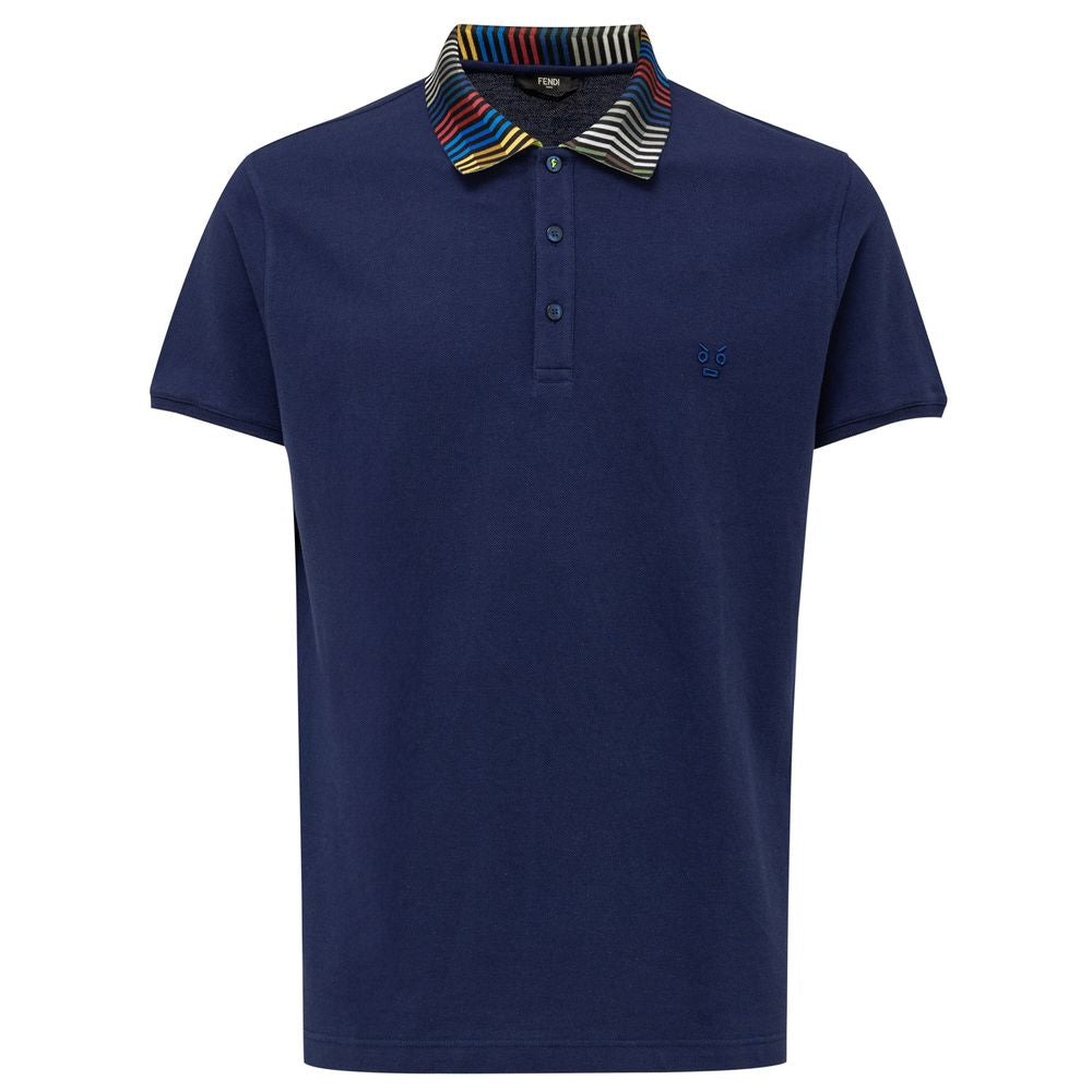 Fendi Blue Cotton Polo Shirt