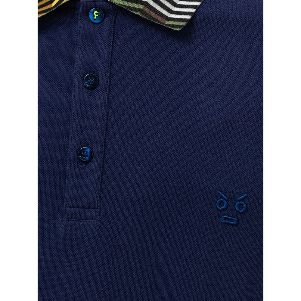 Fendi Blue Cotton Polo Shirt