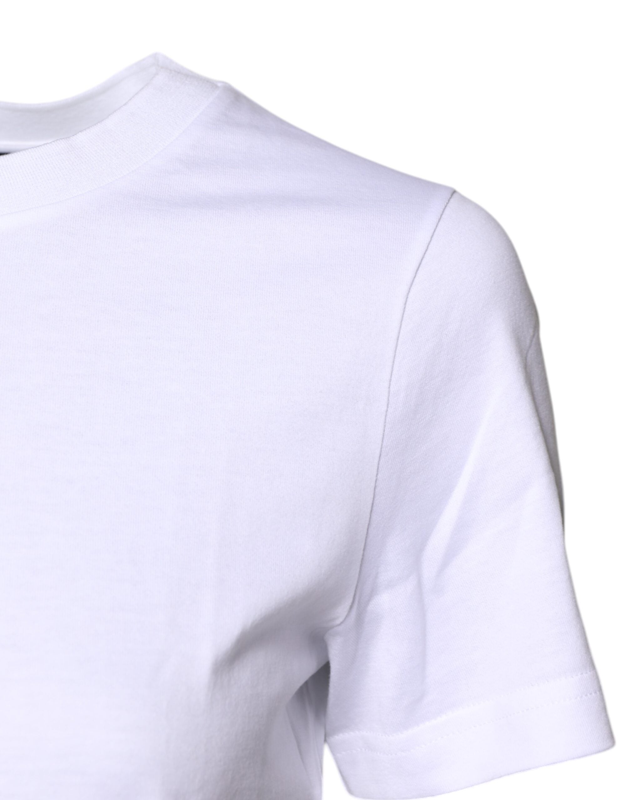 Dolce & Gabbana White Cotton Short Sleeves Crew Neck T-shirt