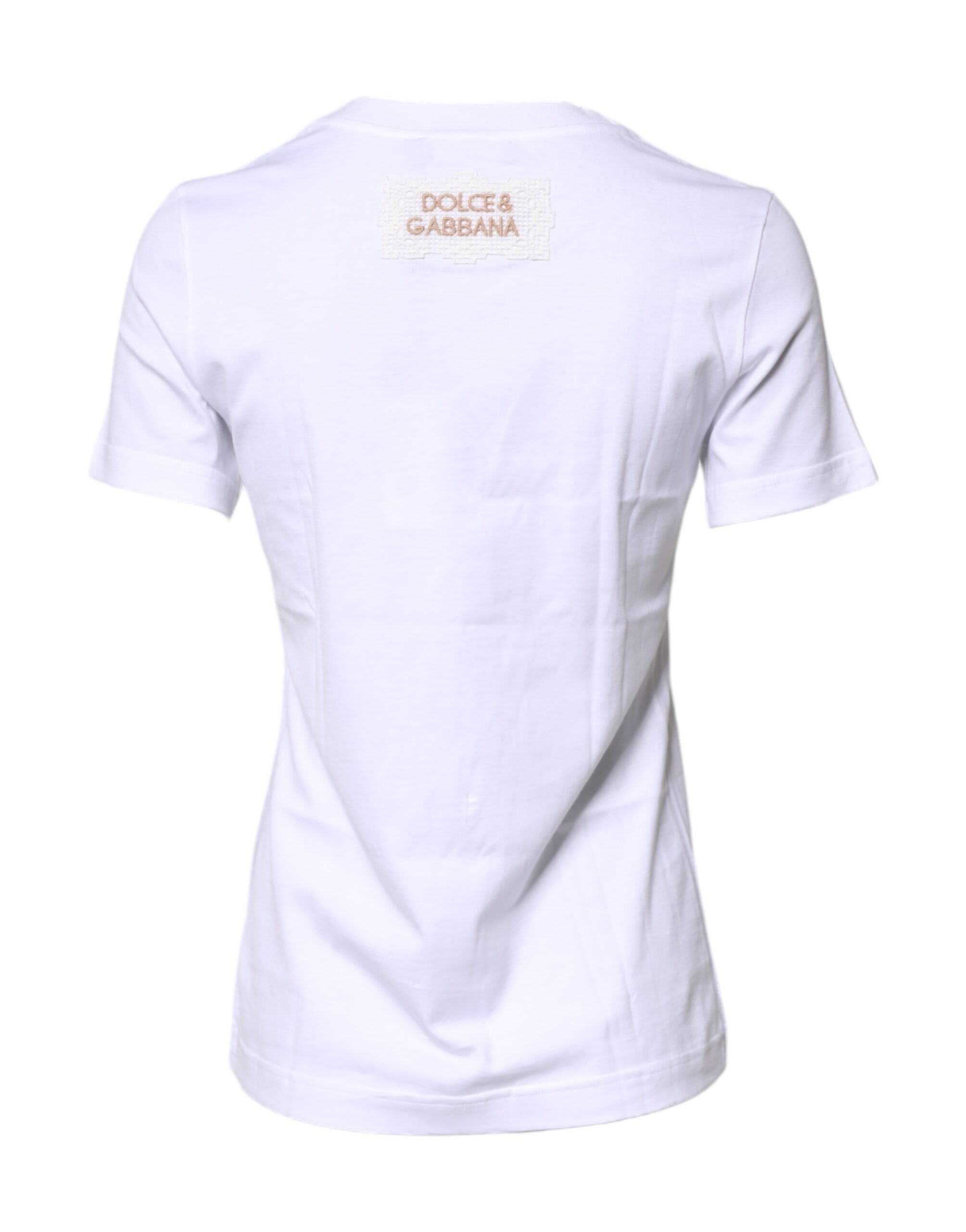 Dolce & Gabbana White Cotton Short Sleeves Crew Neck T-shirt