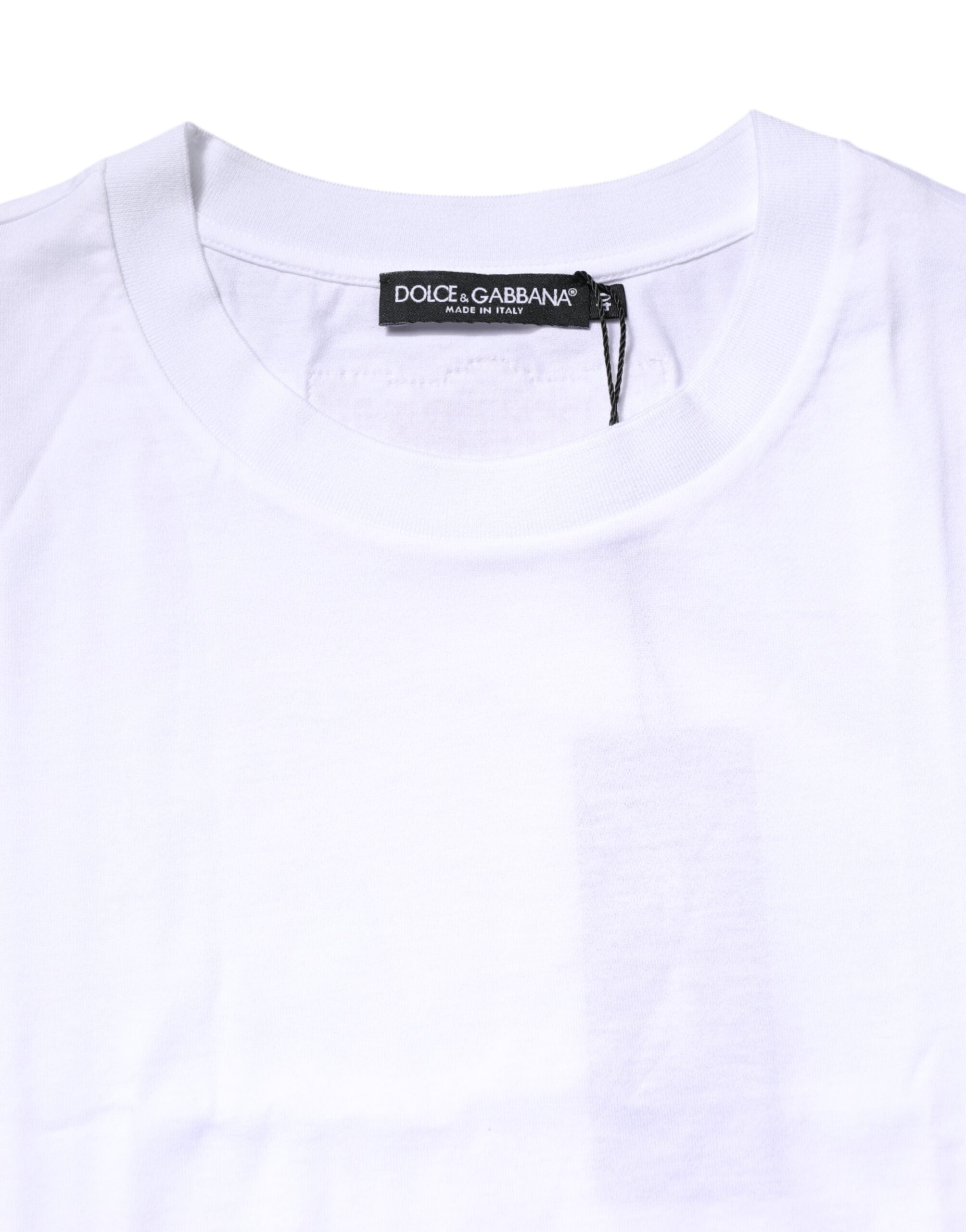 Dolce & Gabbana White Cotton Short Sleeves Crew Neck T-shirt