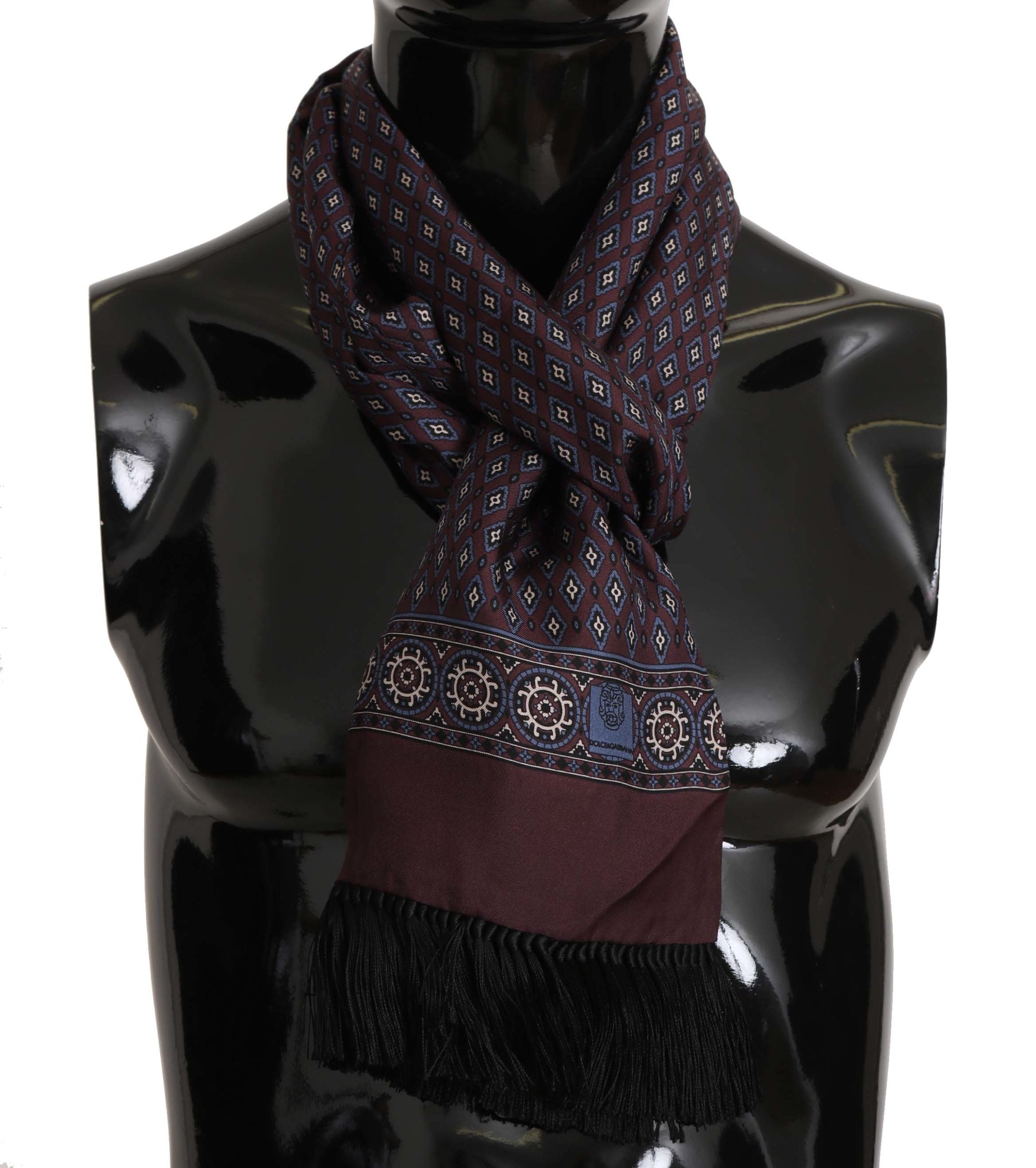 Dolce & Gabbana Elegant Silk Maroon Baroque Men's Scarf