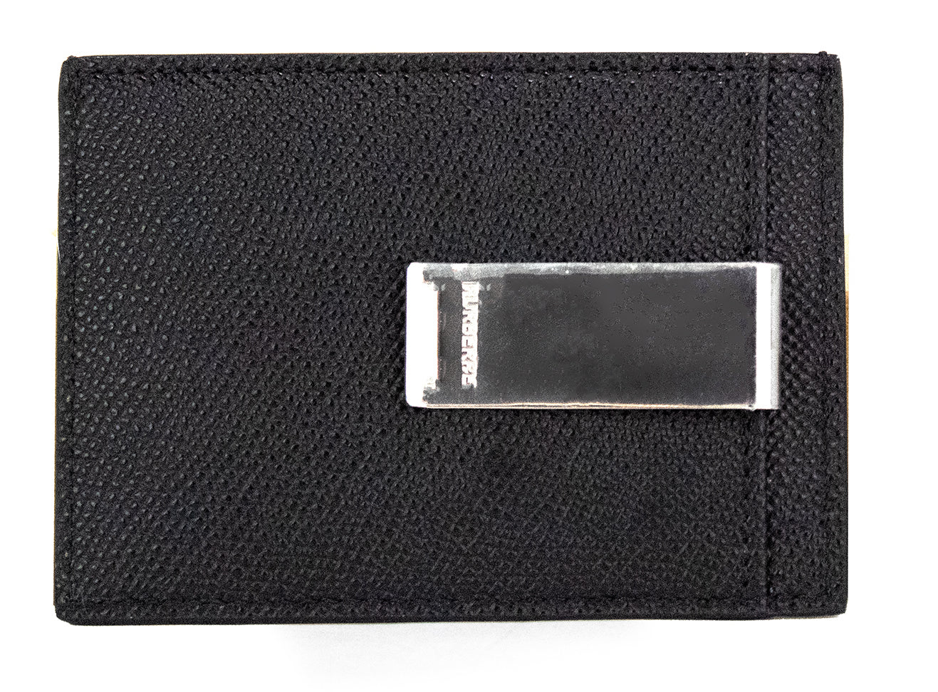 Burberry Chase Business Small Black Grained Leather Money Clip Card Case Wallet