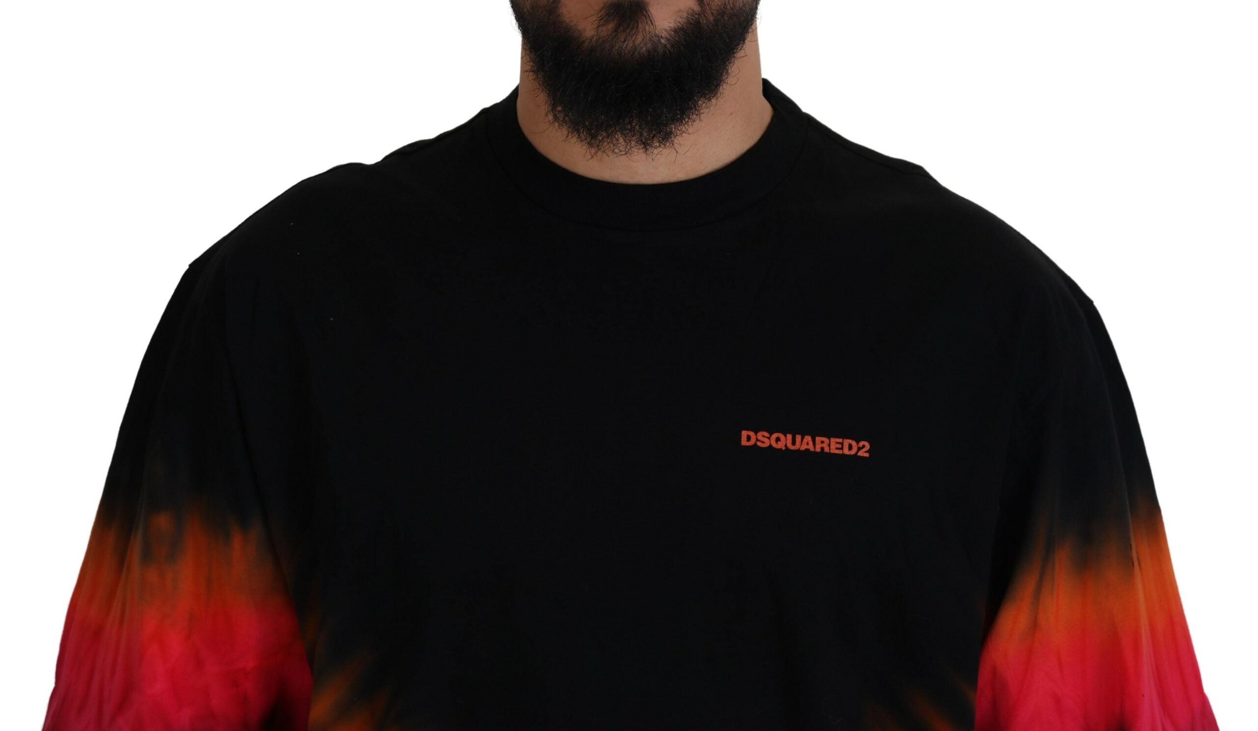 Dsquared² Black Orange Cotton Short Sleeves Crewneck T-shirt