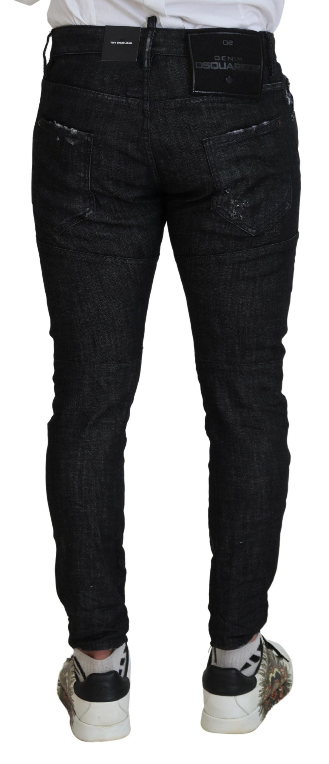 Dsquared² Black Washed Cotton Skinny Casual Men Denim Jeans