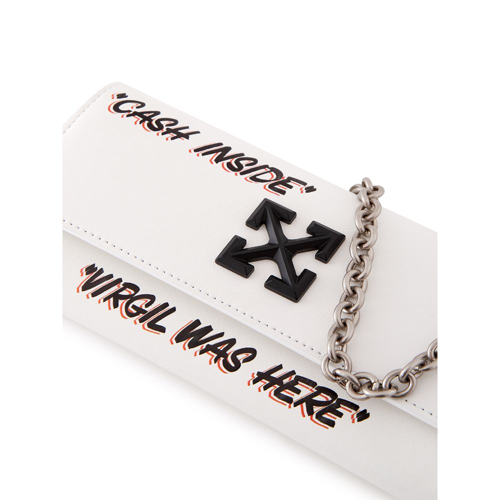 Off-White Sleek White Leather Wallet for the Style-Savvy