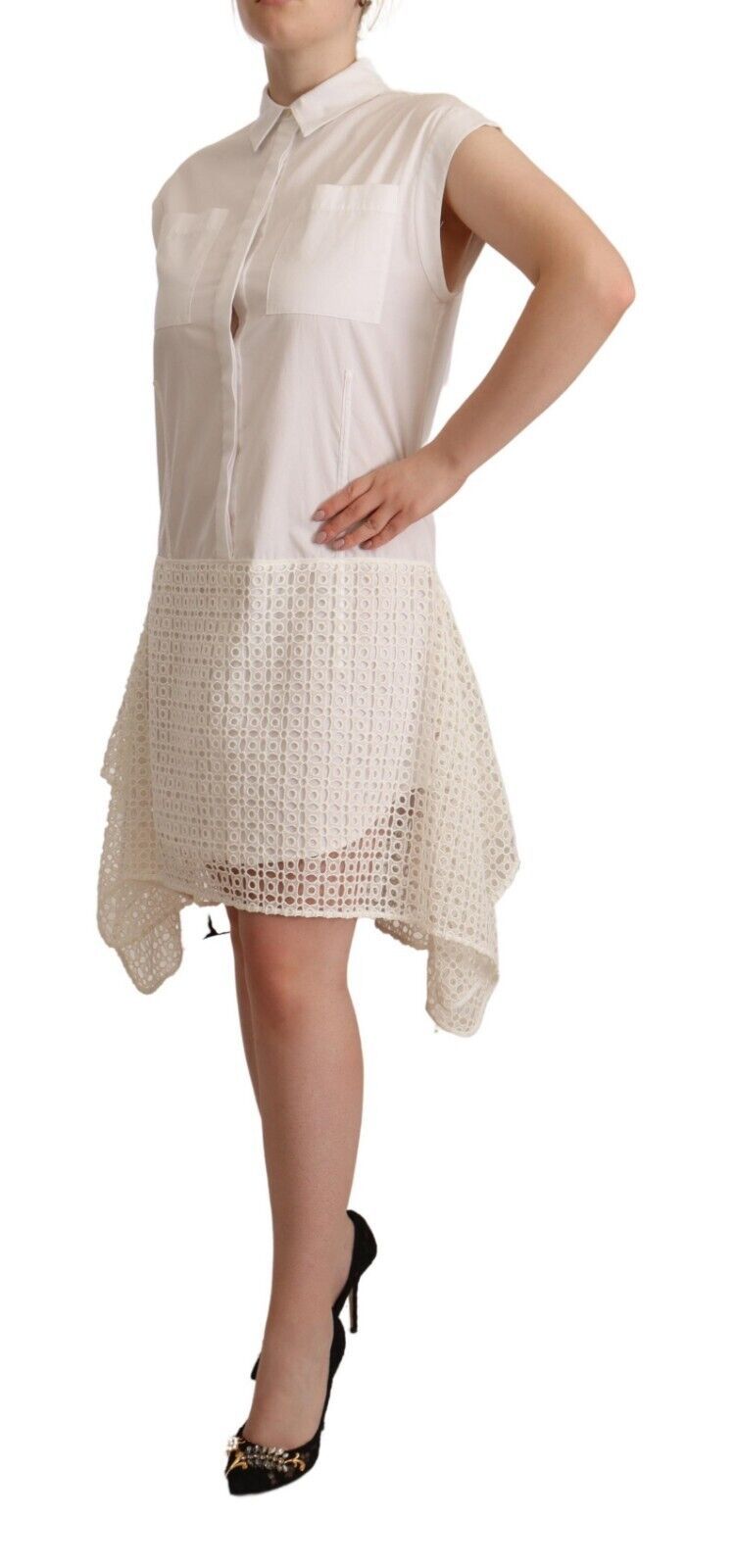 Elegant White Button-Down Cotton Dress