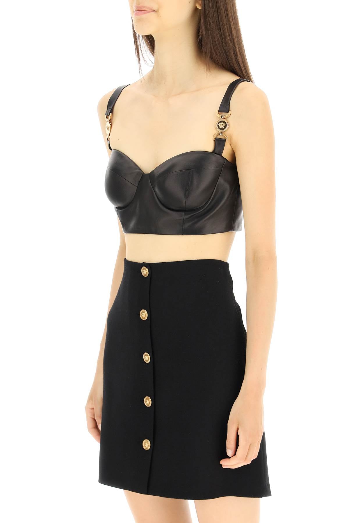 Versace medusa leather bralette top