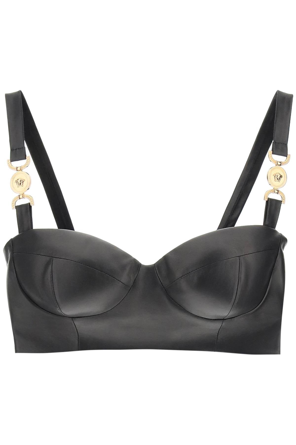 Versace medusa leather bralette top