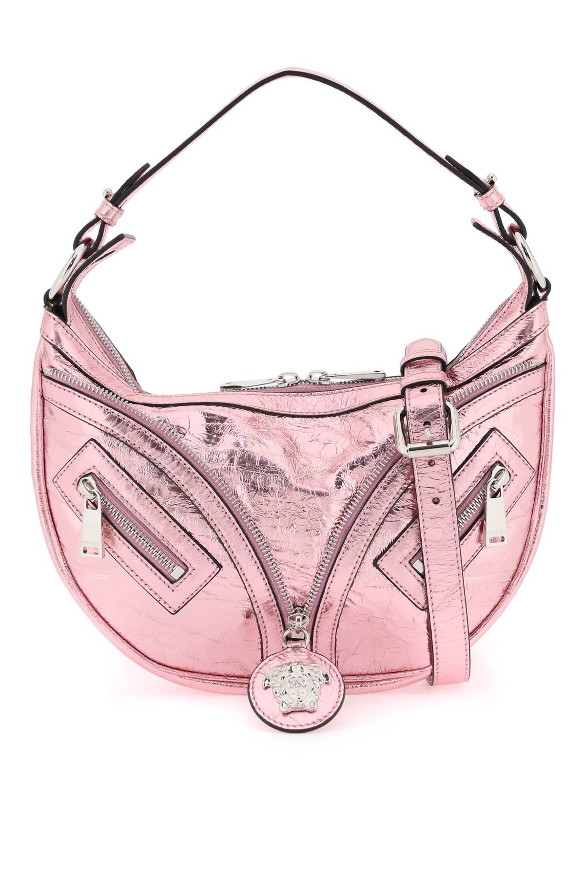 Versace metallic leather 'repeat' hobo bag