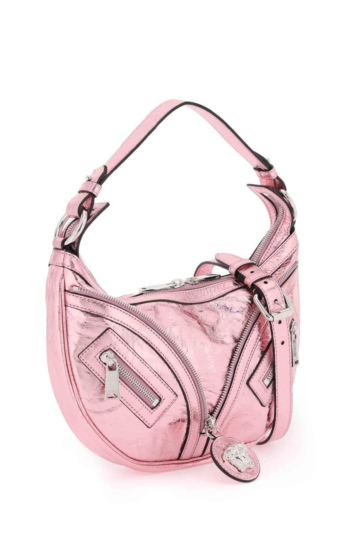 Versace metallic leather 'repeat' hobo bag