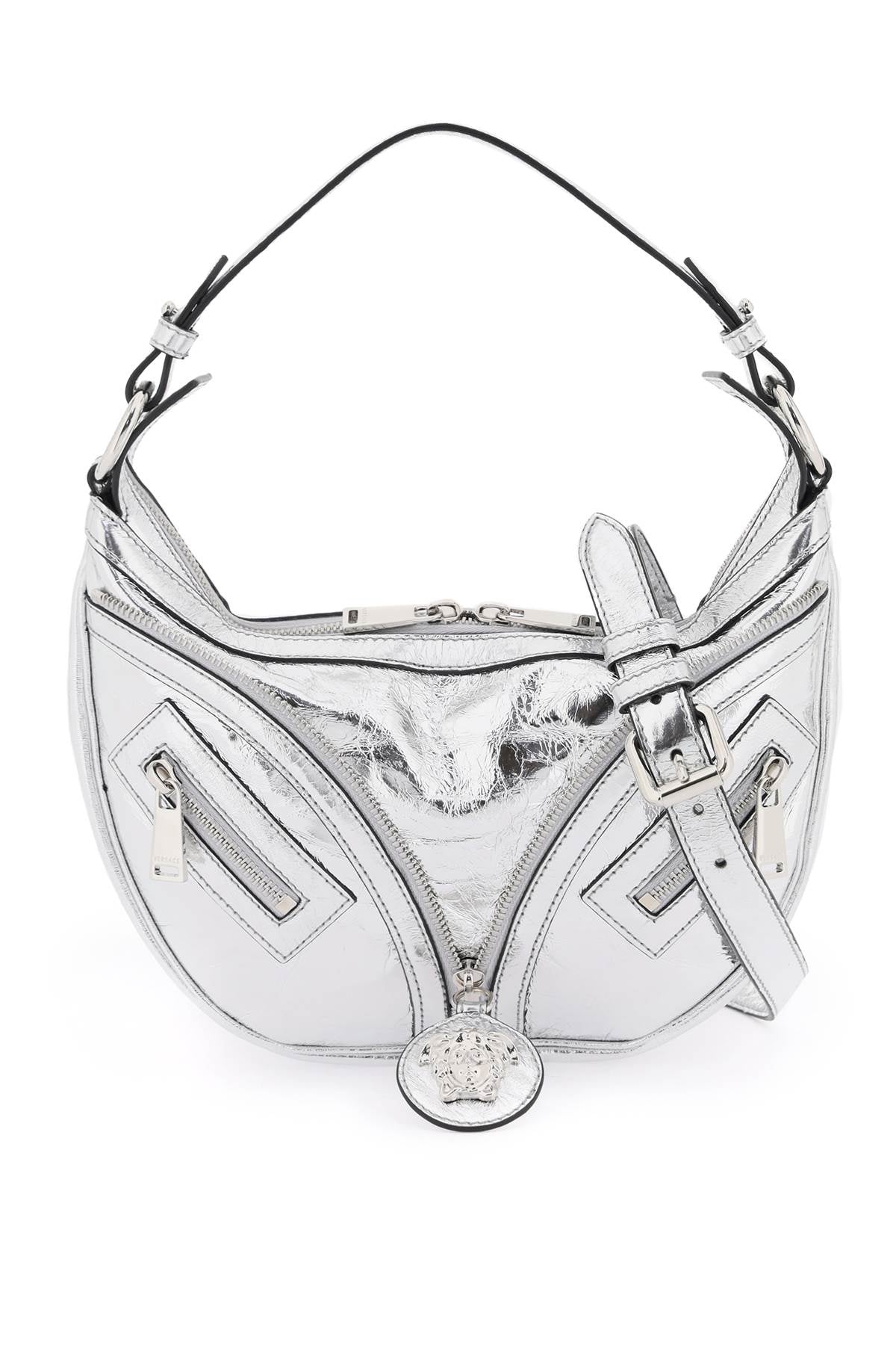 Versace metallic leather 'repeat' hobo bag