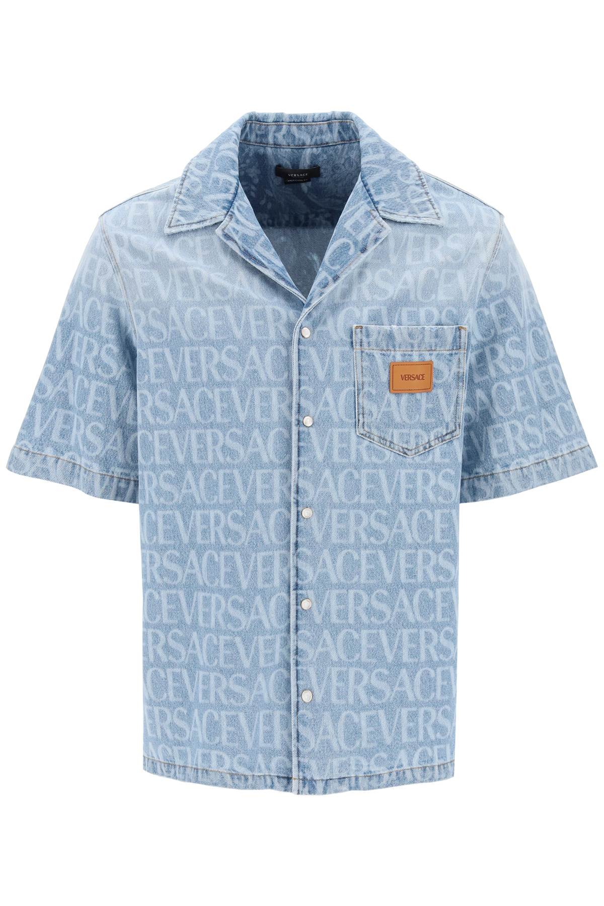 Versace americana fit short sleeve denim shirt