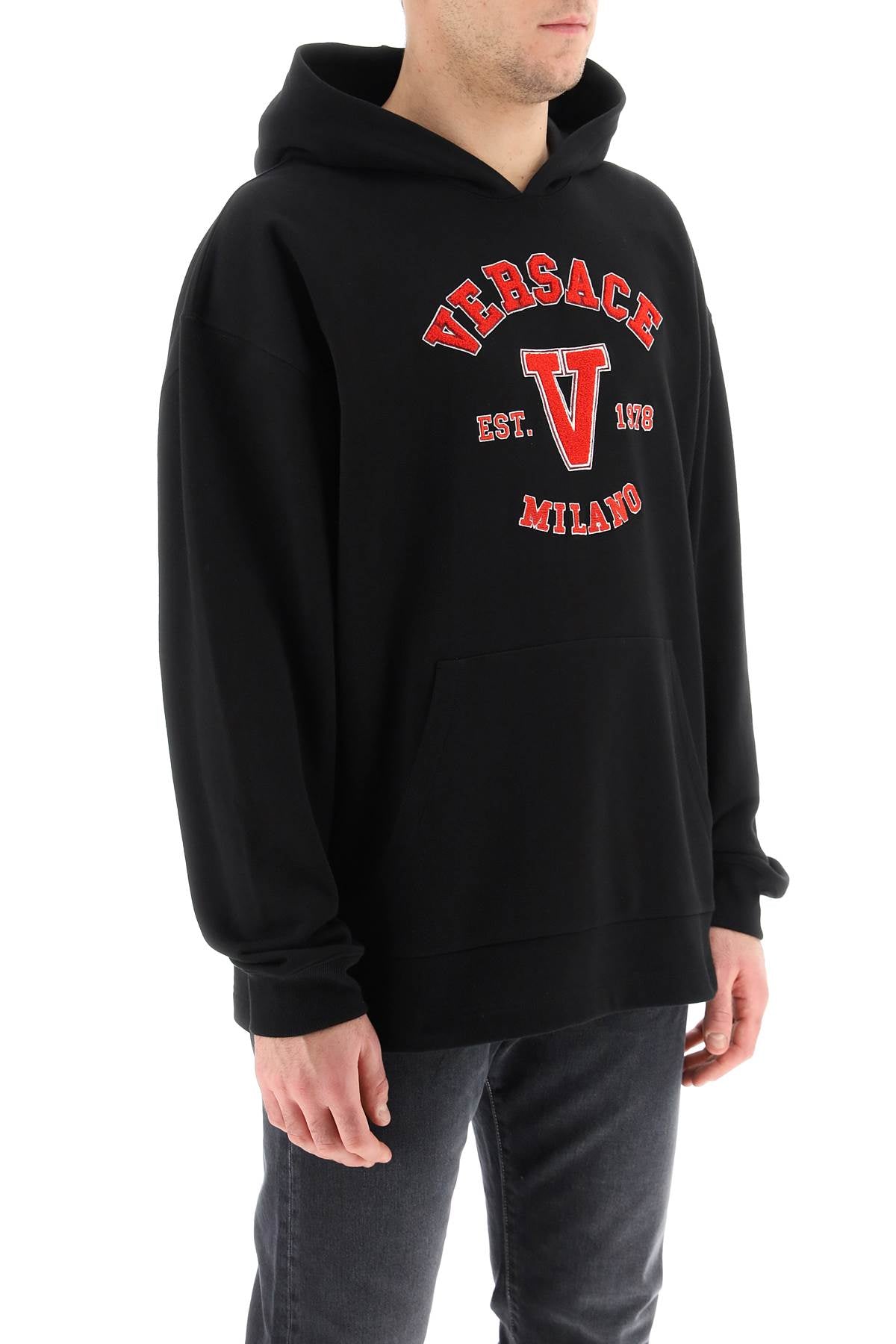 Versace varsity hoodie with terry patches