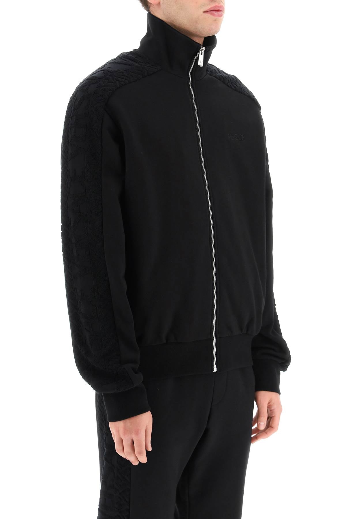 Versace full zip sweatshirt with terry greca