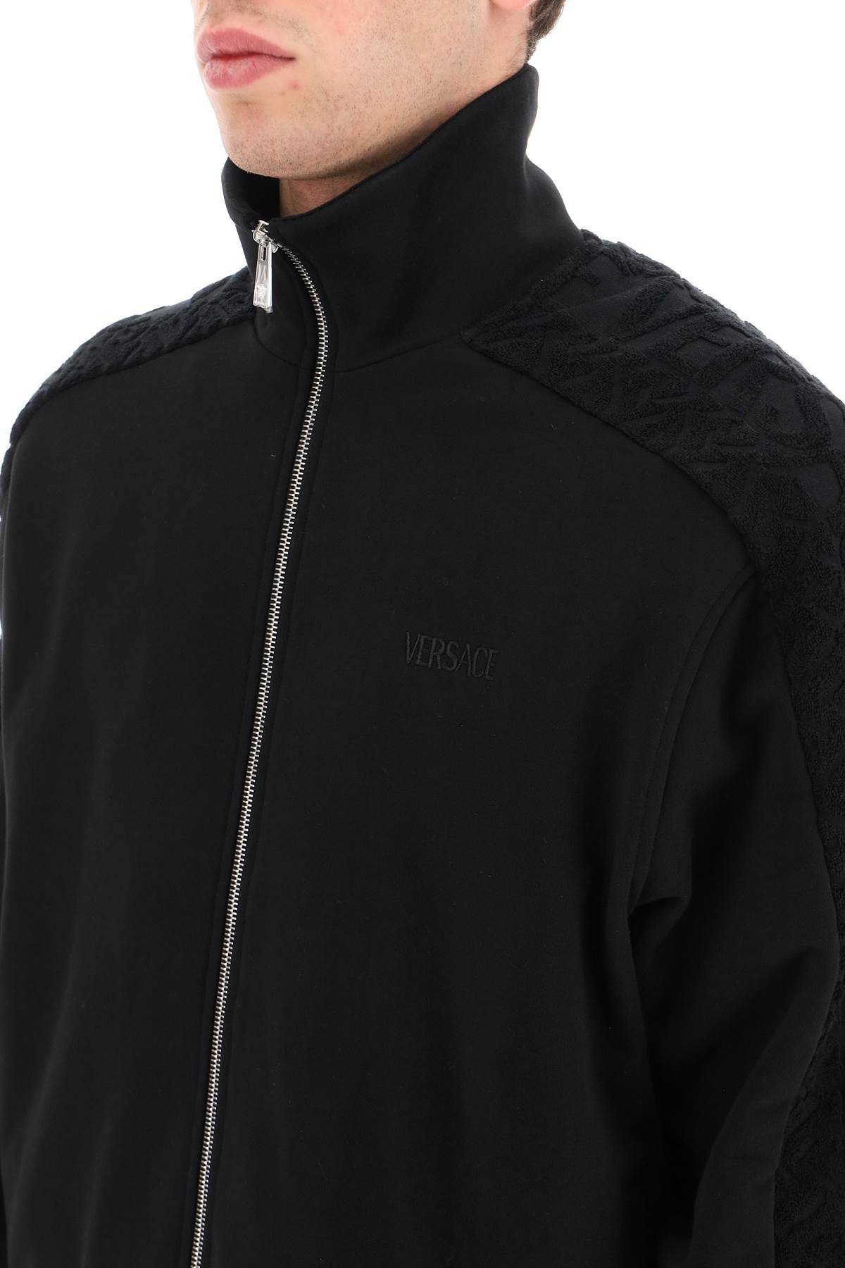 Versace full zip sweatshirt with terry greca