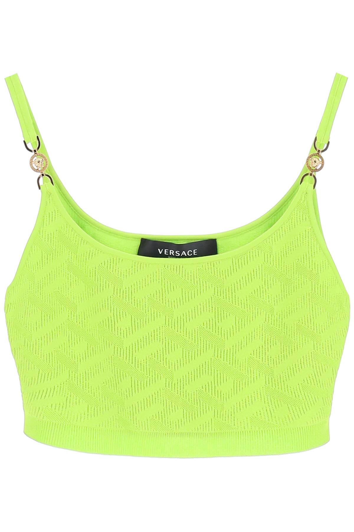 Versace 'la greca' knitted cropped top