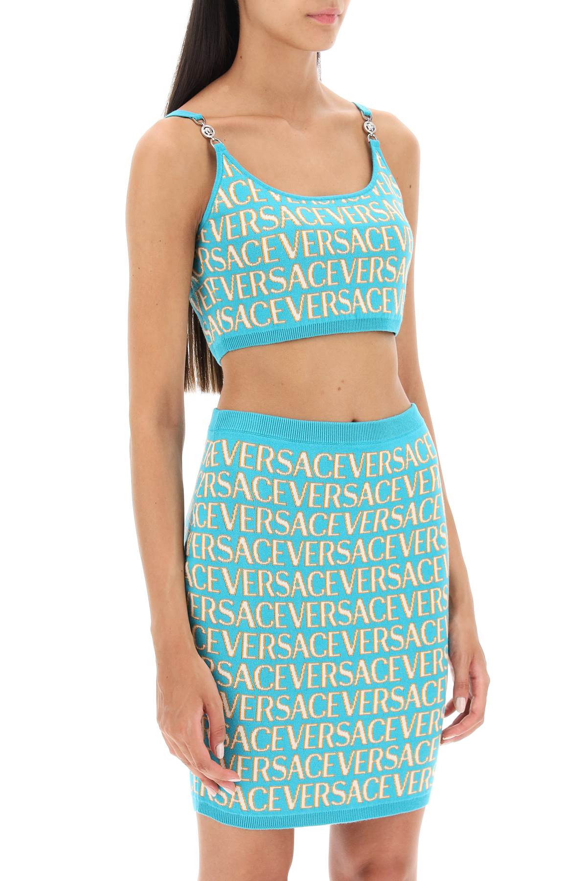 Versace monogram knit crop top