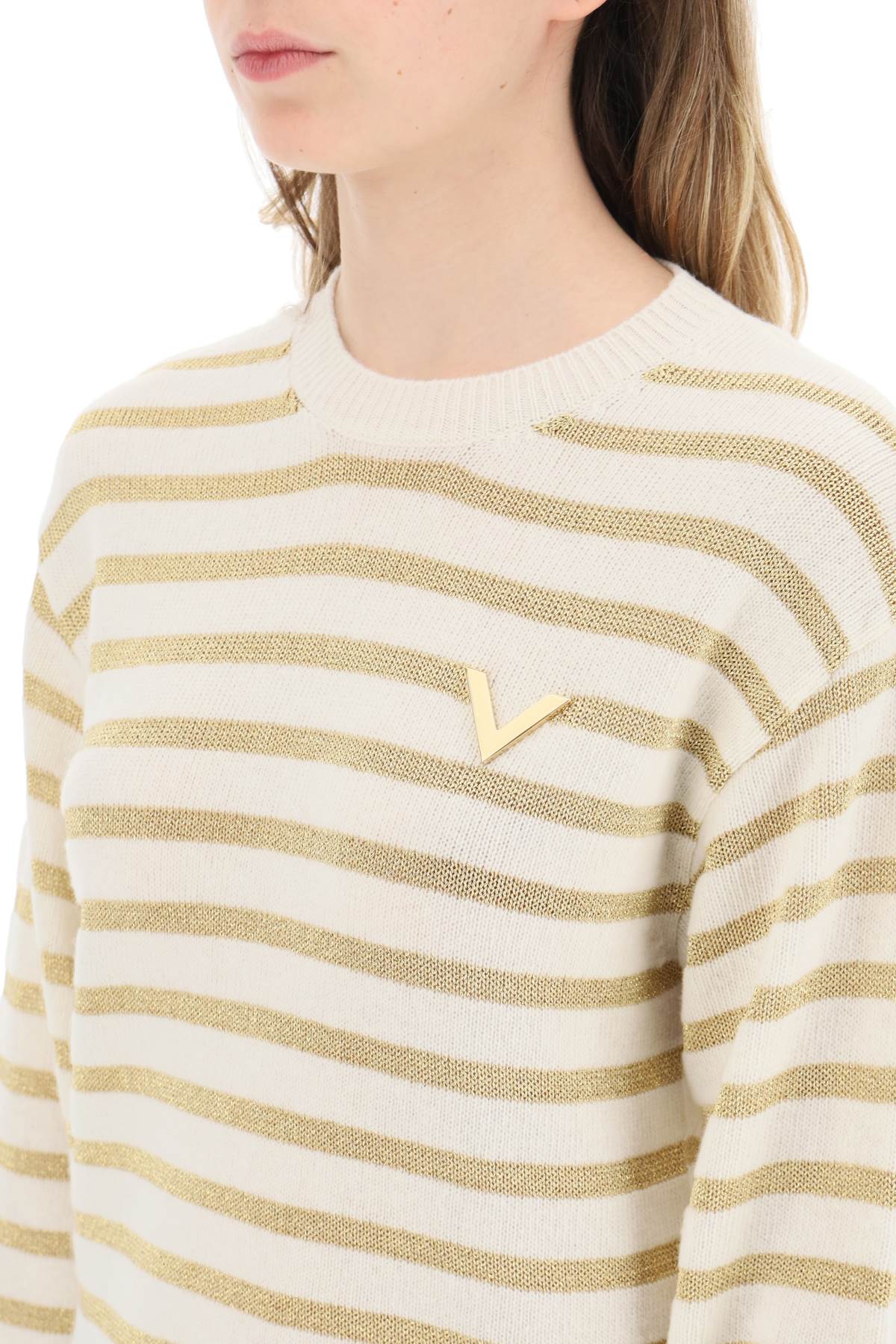 Valentino lurex striped wool-blend knit sweater