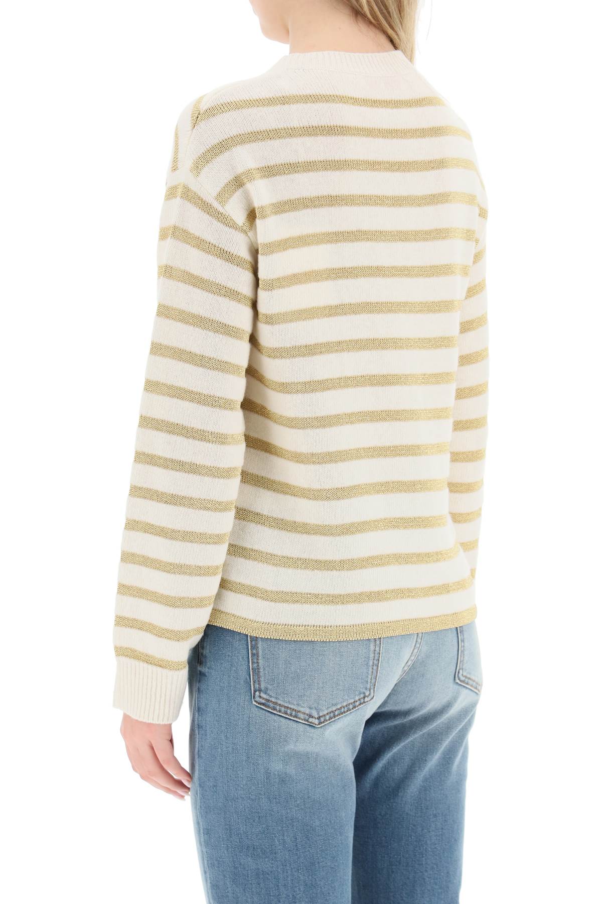 Valentino lurex striped wool-blend knit sweater