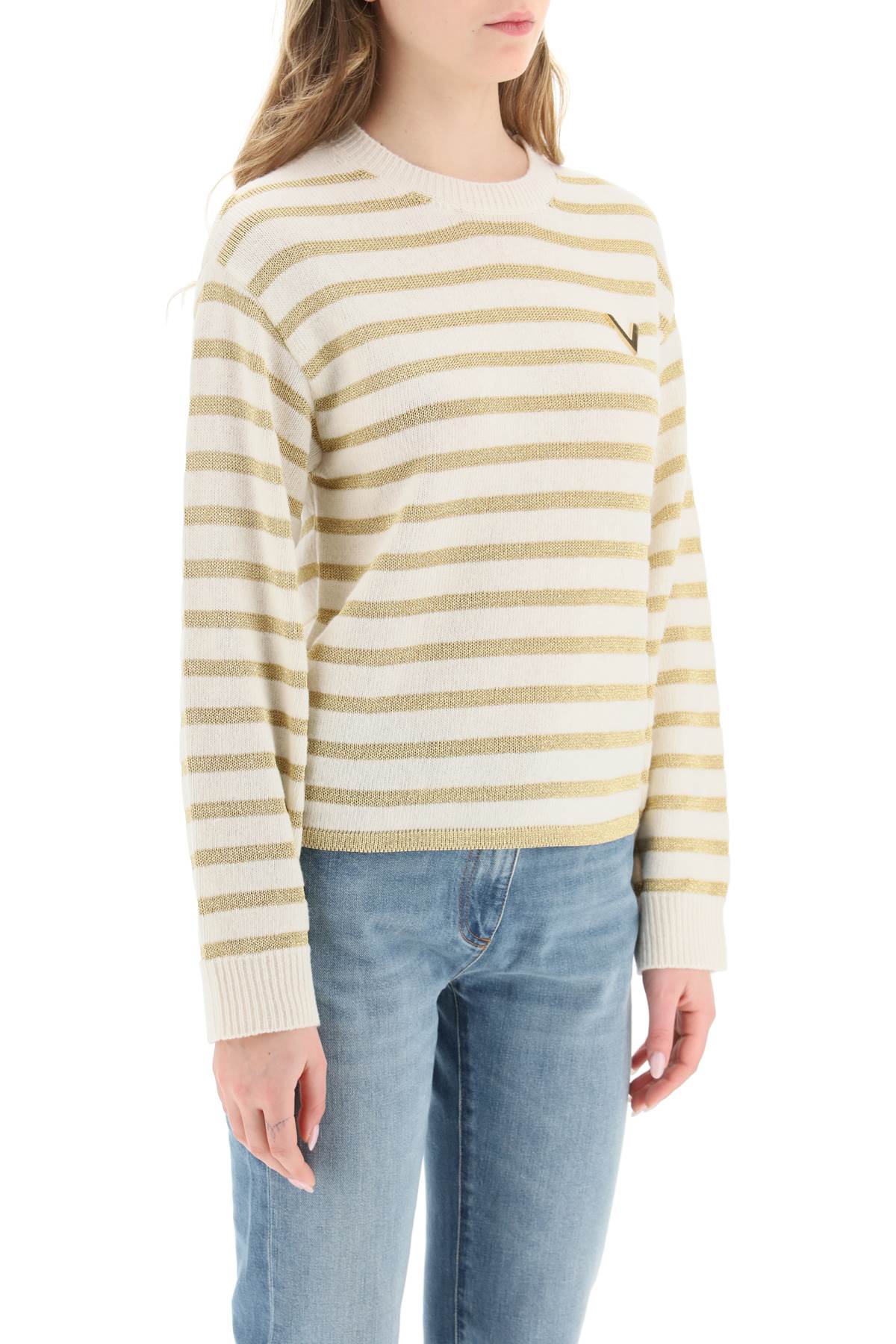 Valentino lurex striped wool-blend knit sweater