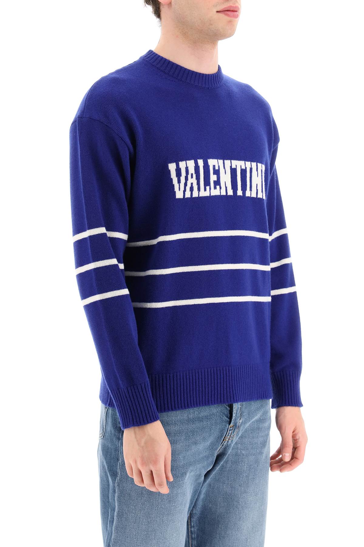 Valentino pullover with jacquard lettering logo