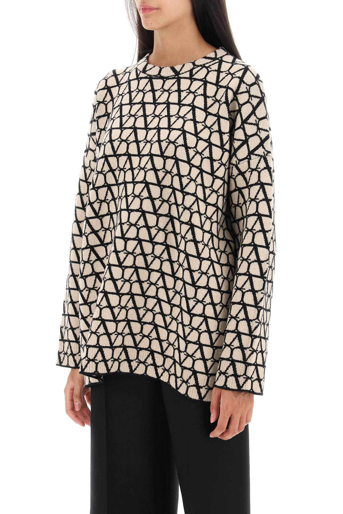 Valentino garavani toile iconographe crew-neck sweater