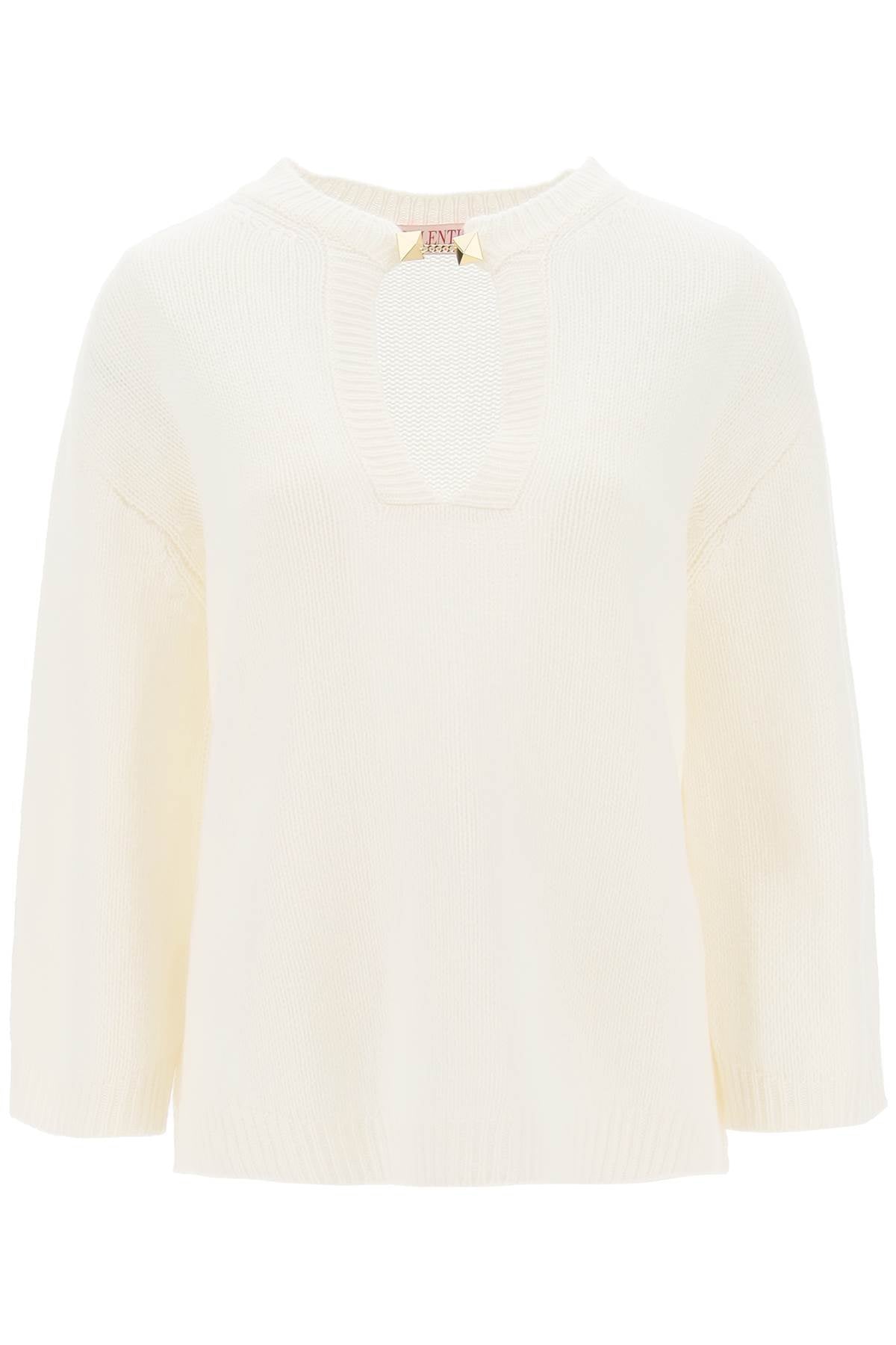 Valentino garavani cashmere sweater with stud cufflink