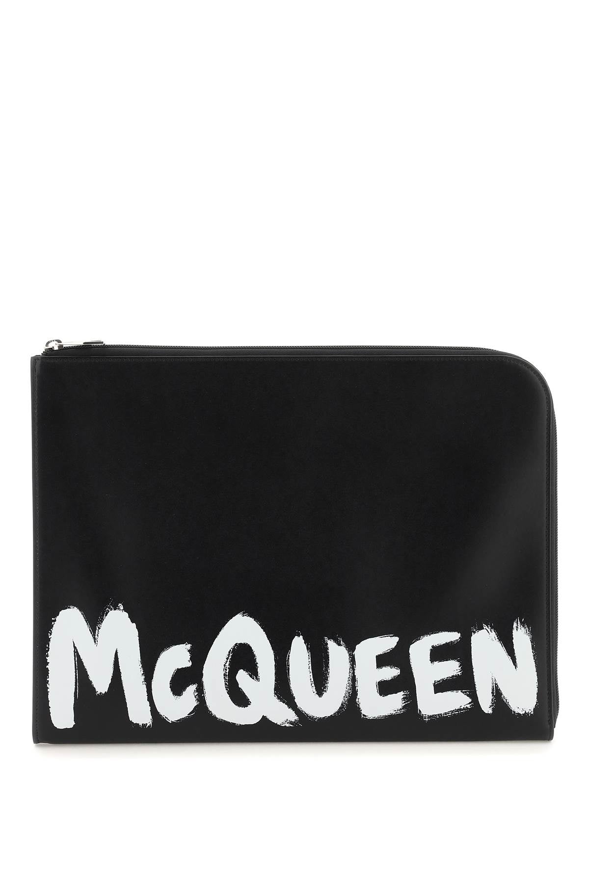 Alexander mcqueen 'mcqueen graffiti' leather document holder pouch