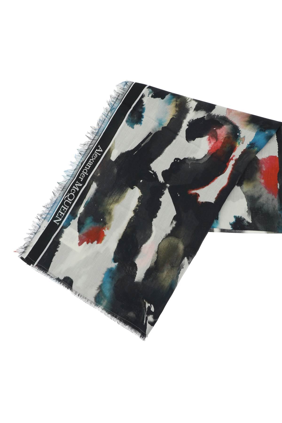 Alexander mcqueen 'watercolor graffiti' scarf