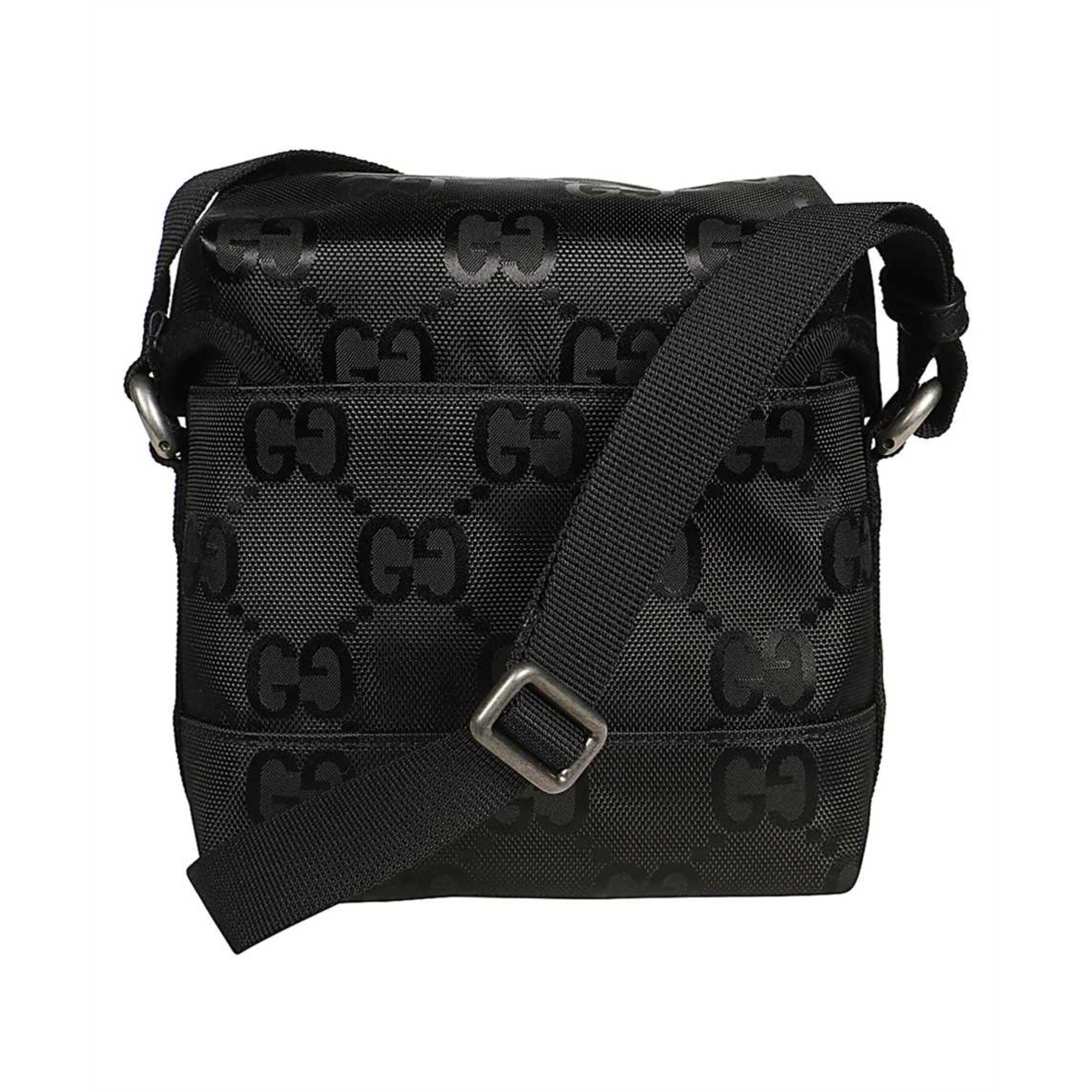 Gucci Econyl Nylon Monogram Off The Grid Messenger Bag Black