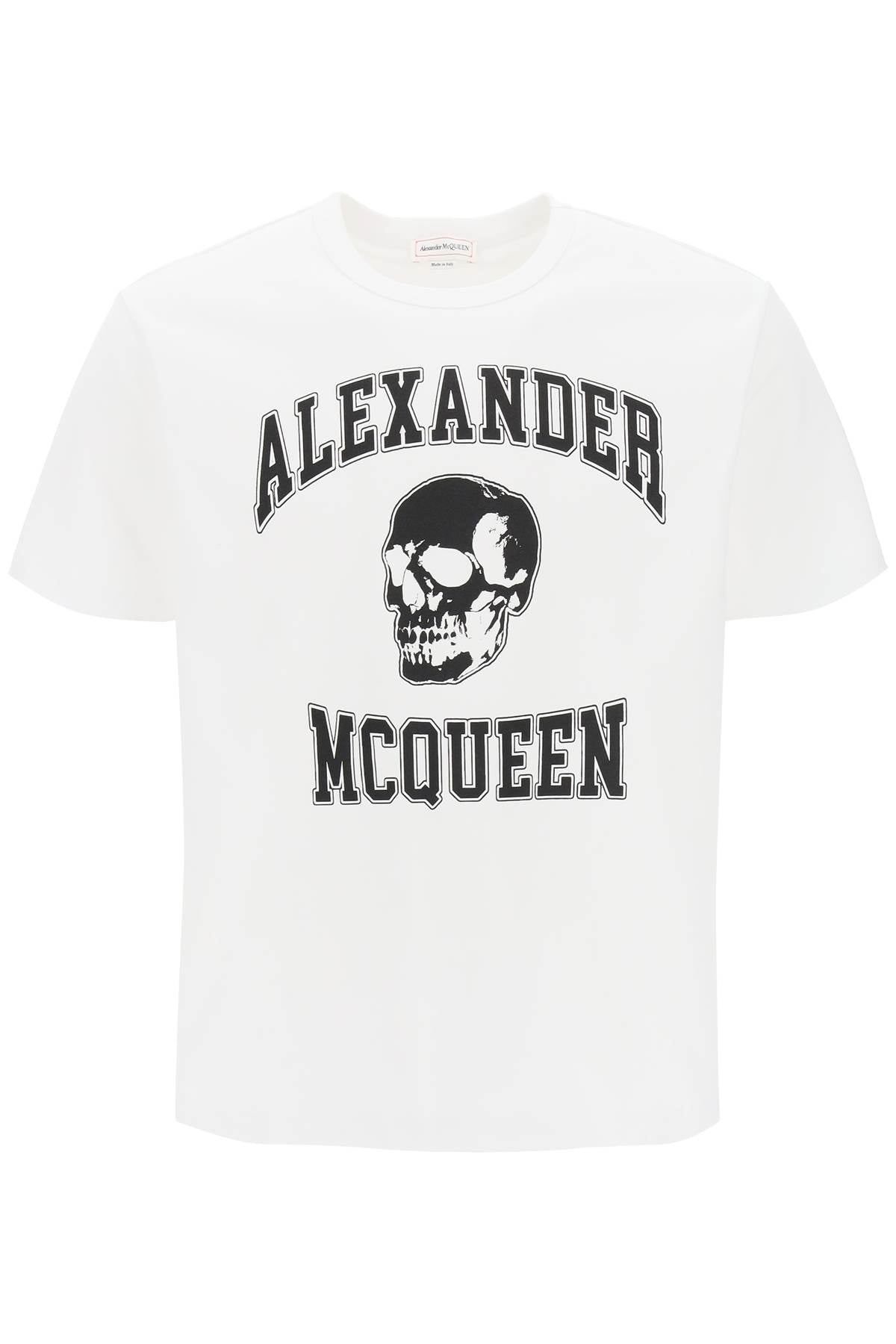 Alexander mcqueen t-shirt with varsity logo and skull print