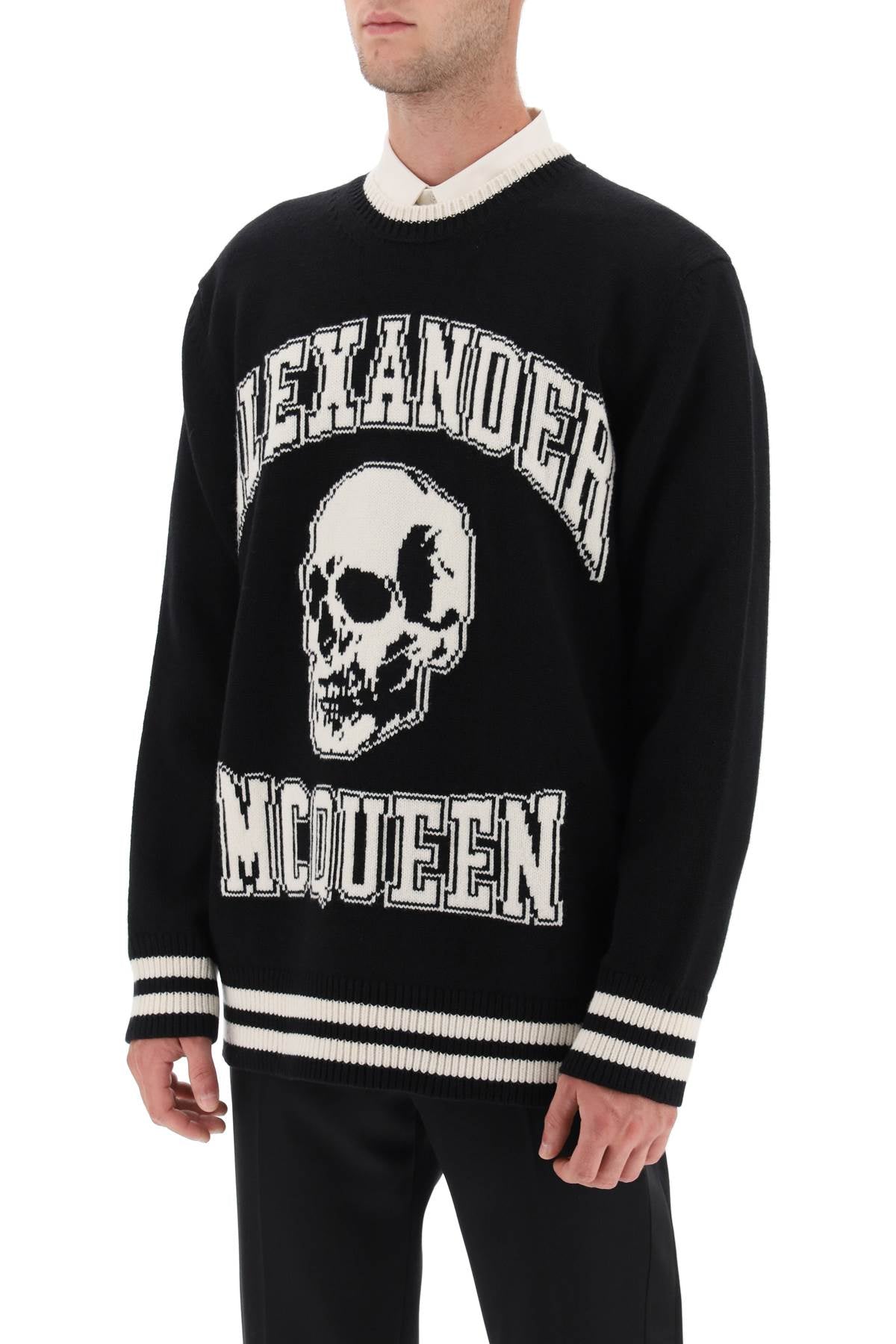 Alexander mcqueen varsity sweater with skull motif