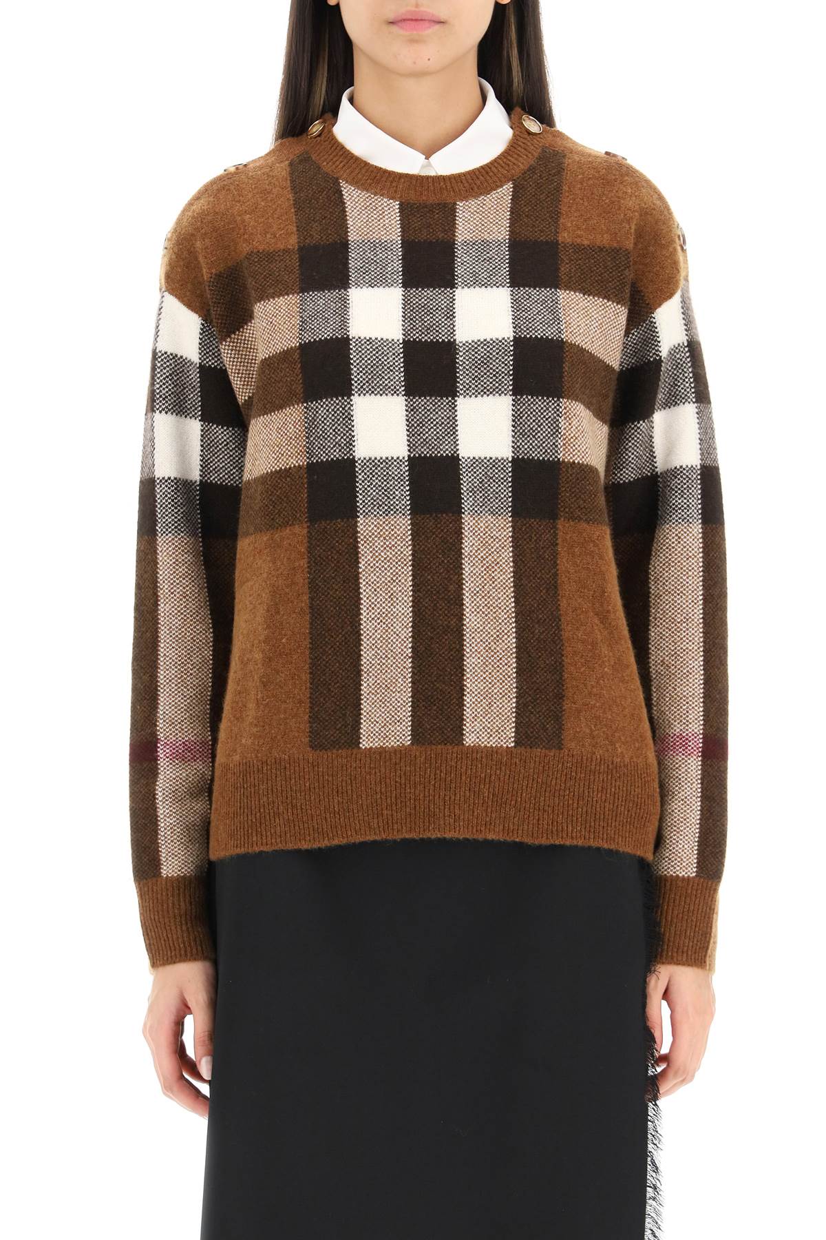 Burberry 'darla' exaggerated check sweater in wool and cashmere