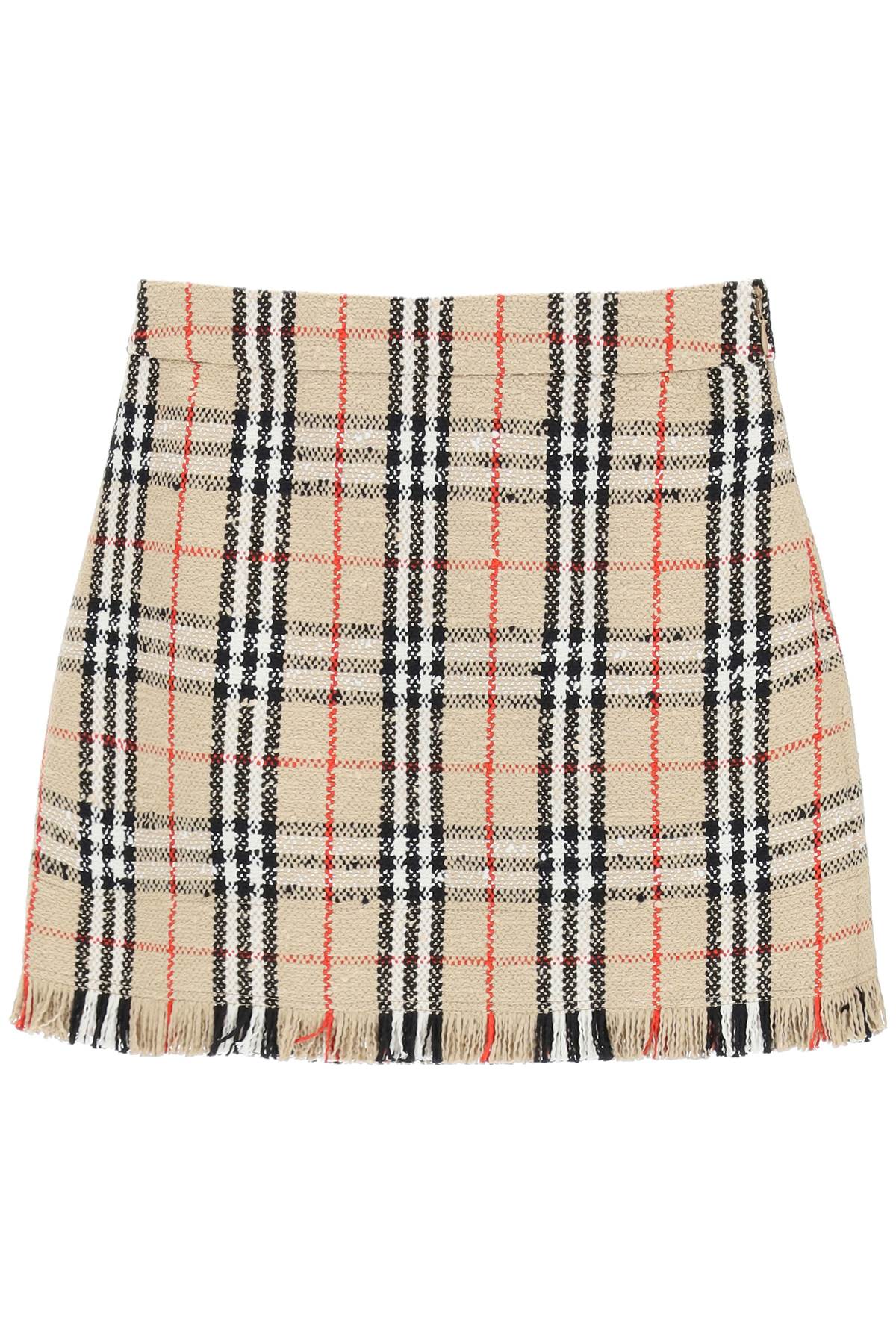 Burberry bouclé effect tartan skirt