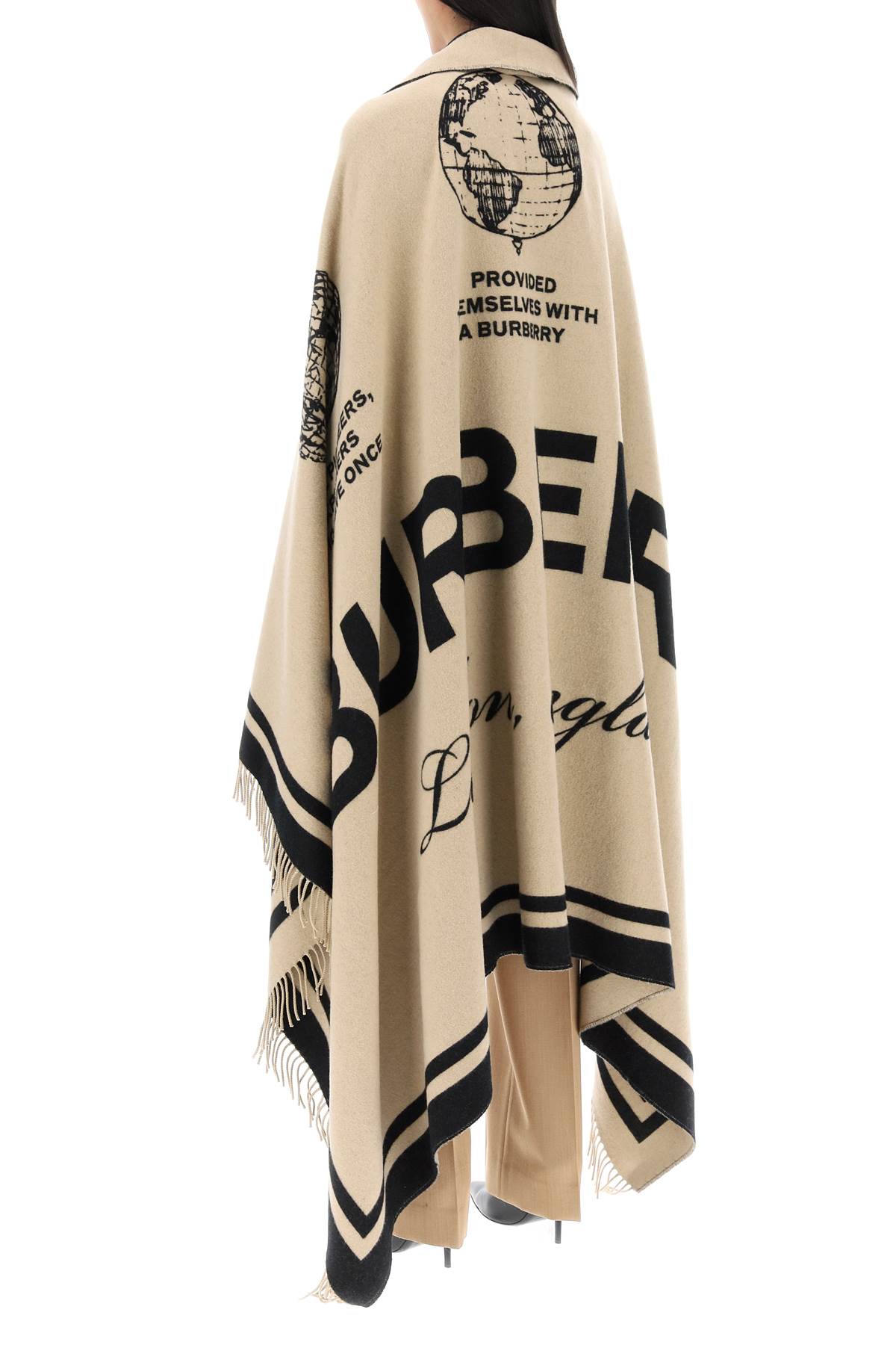 Burberry fringed wool cashmere cape