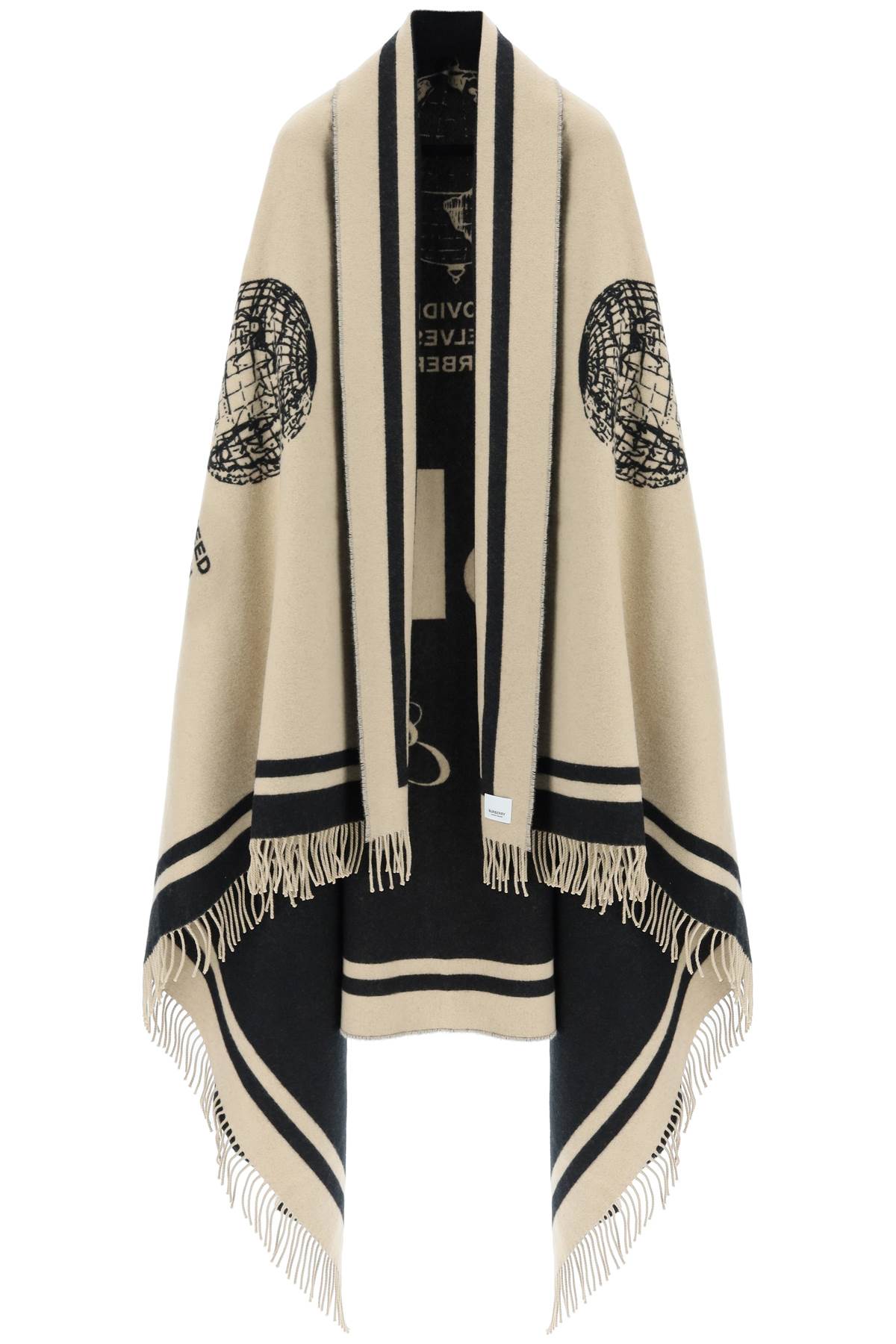 Burberry fringed wool cashmere cape