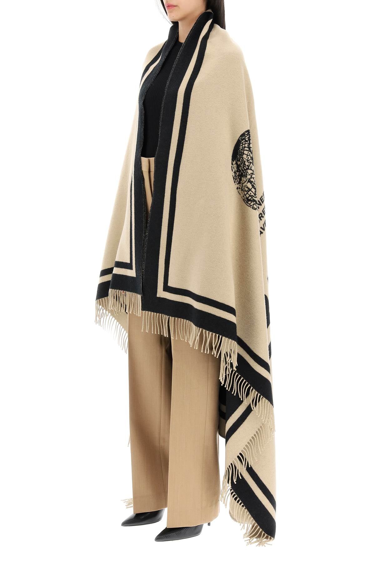 Burberry fringed wool cashmere cape