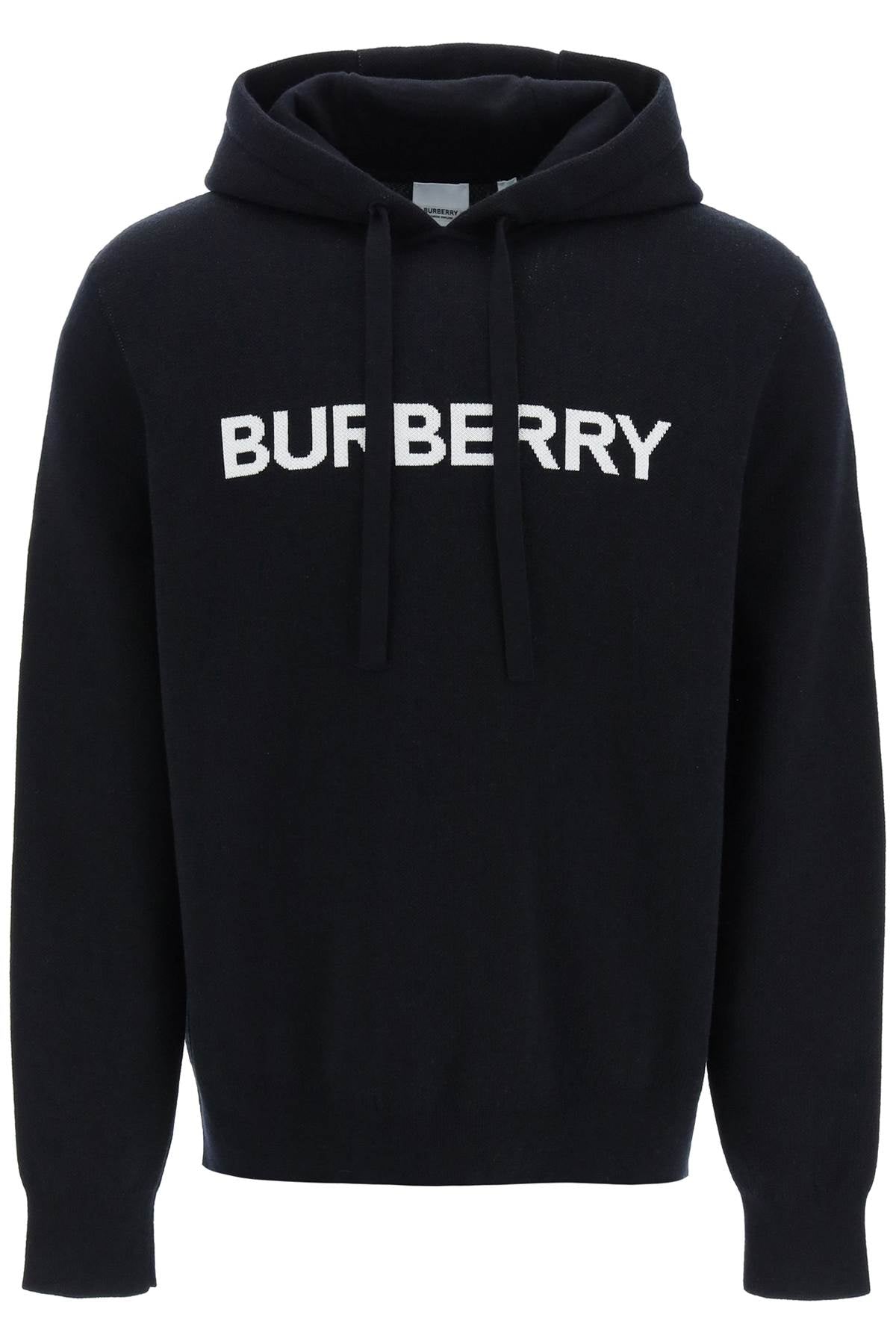 Burberry hooded pullover with lettering logo jacquard