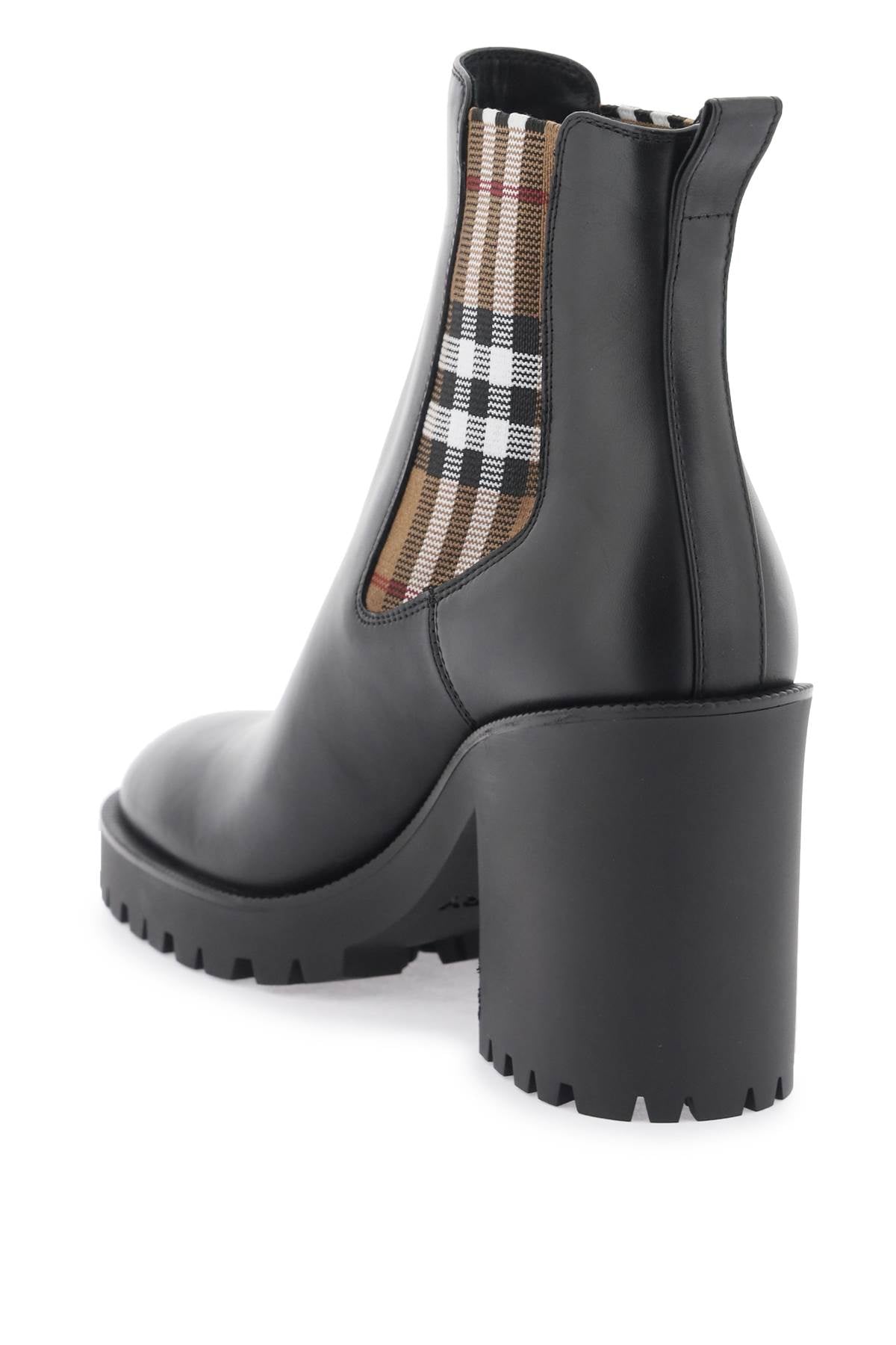 Burberry leather ankle boots with check insert