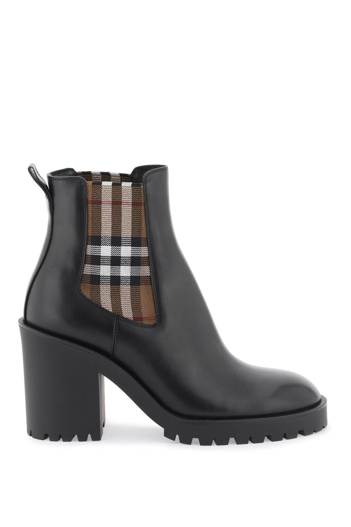 Burberry leather ankle boots with check insert