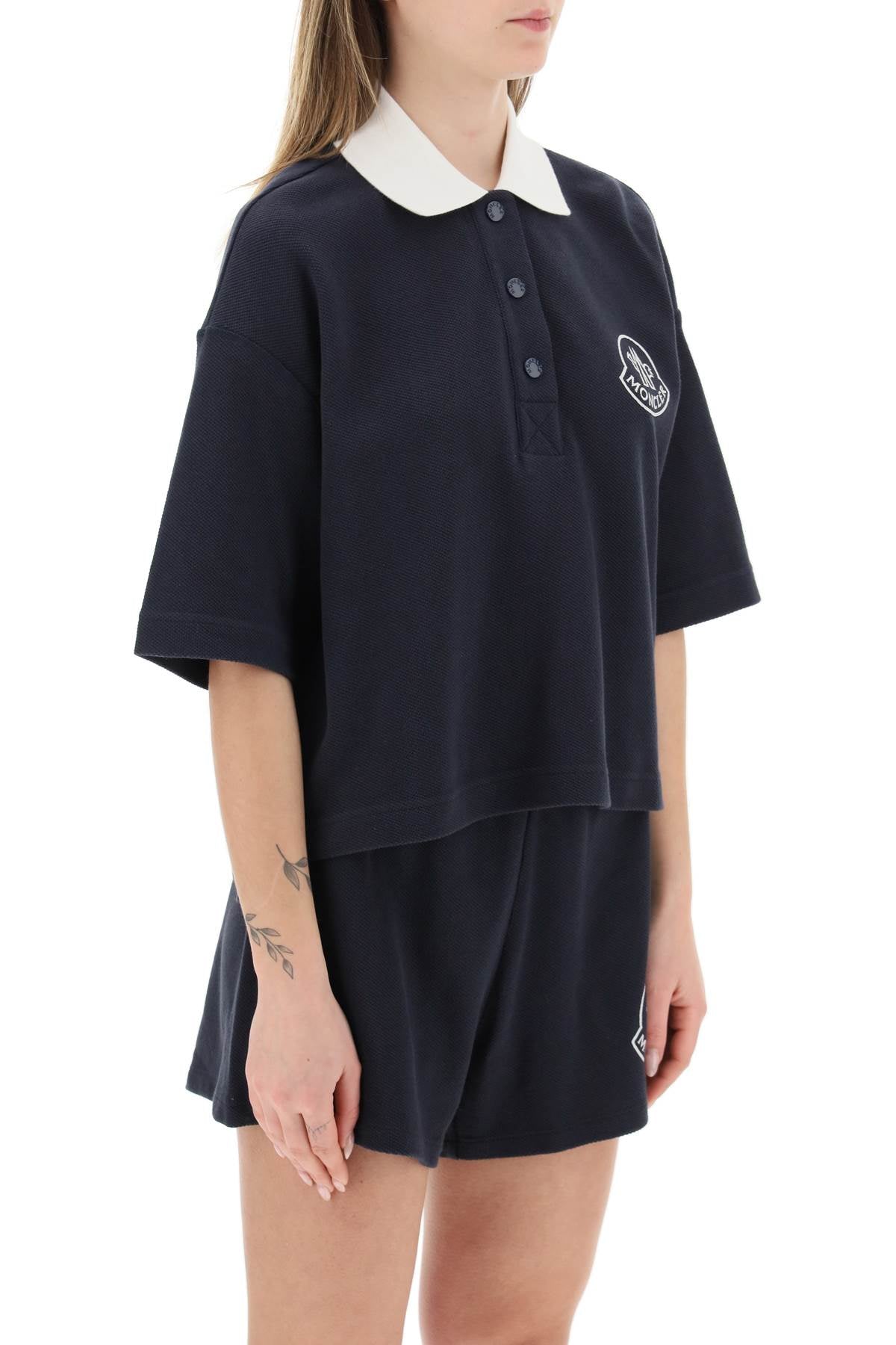 Moncler basic oversized polo shirt with logo patch