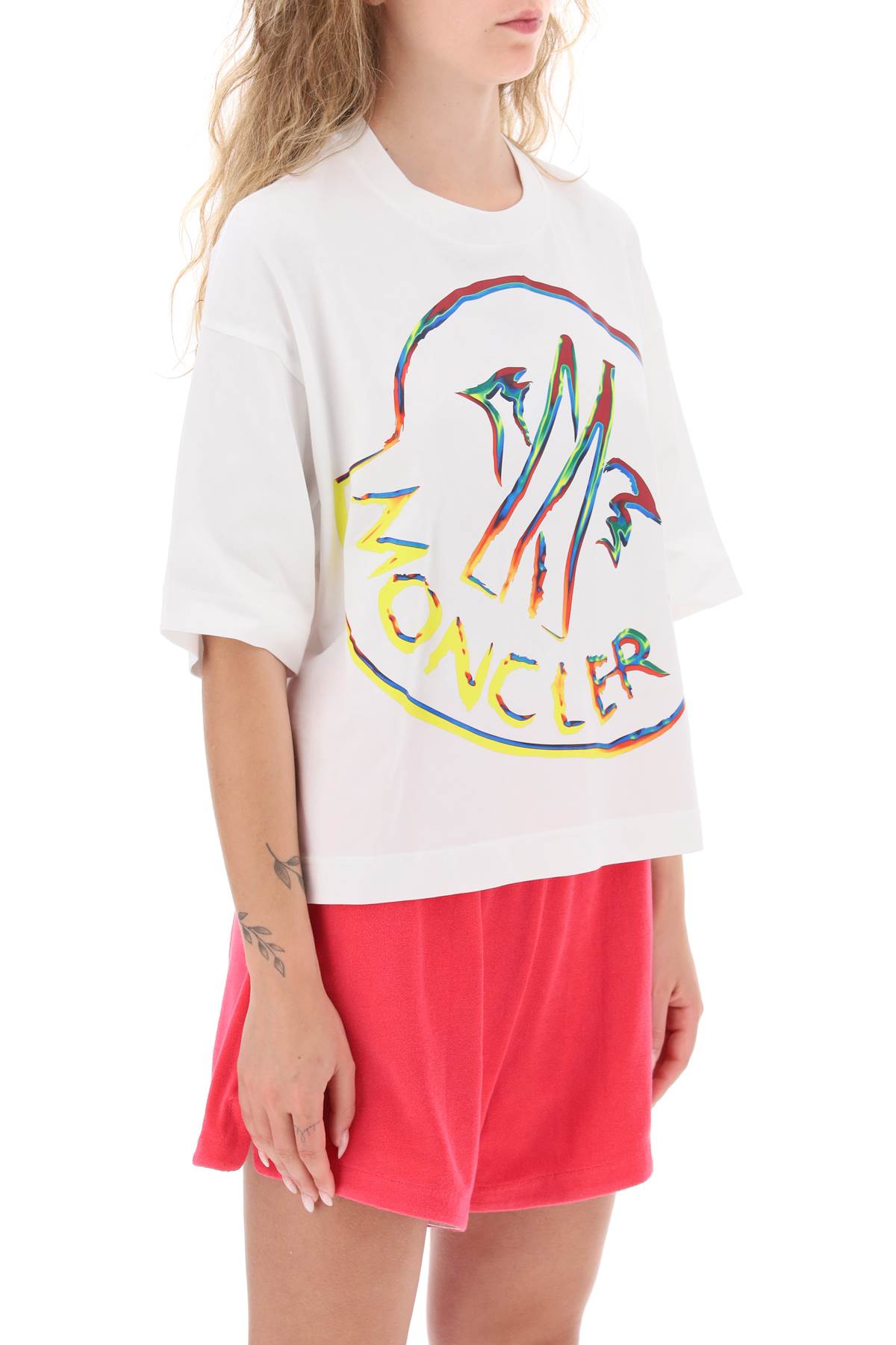 Moncler basic cropped t-shirt with logo print