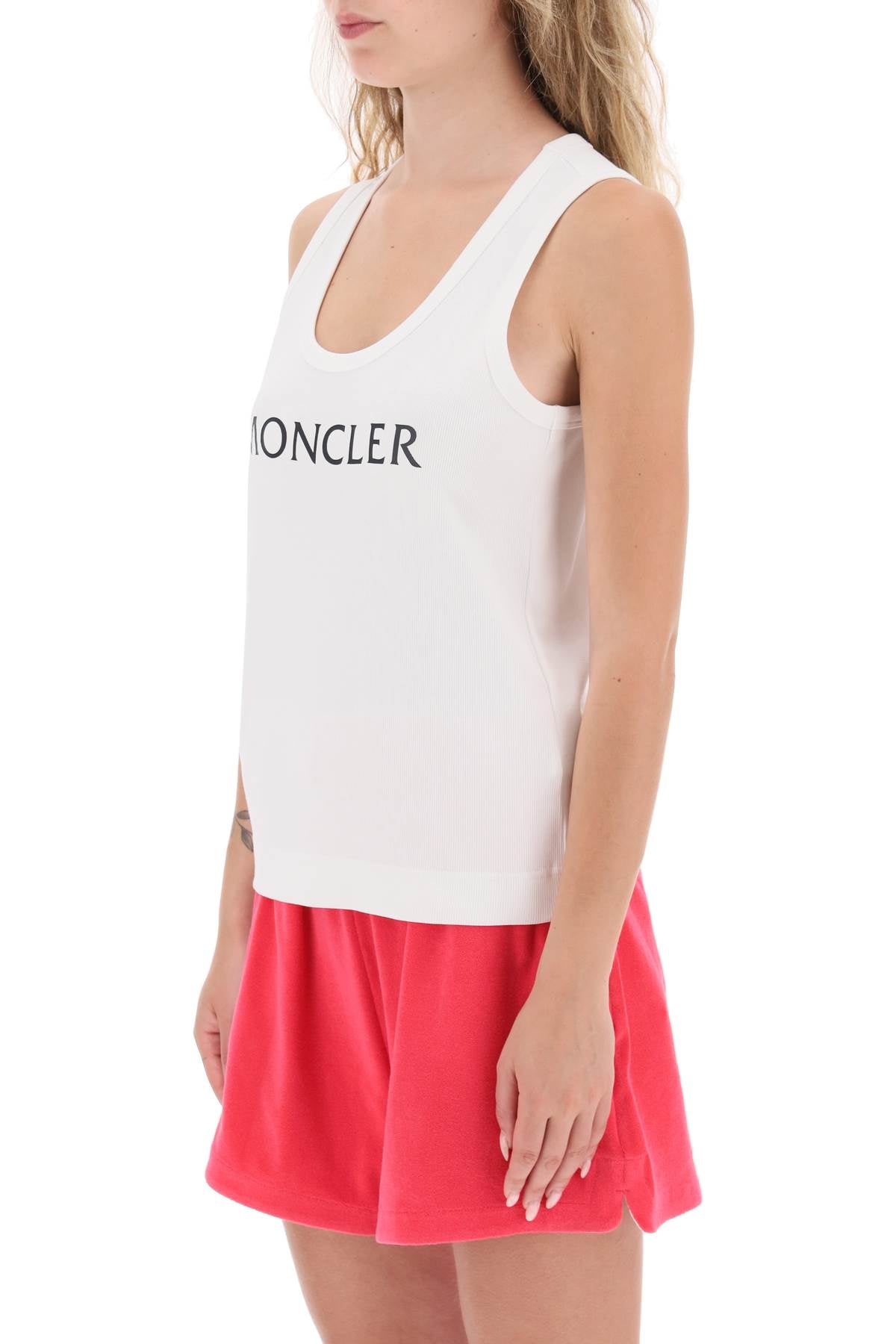 Moncler basic logo print ribbed tank top