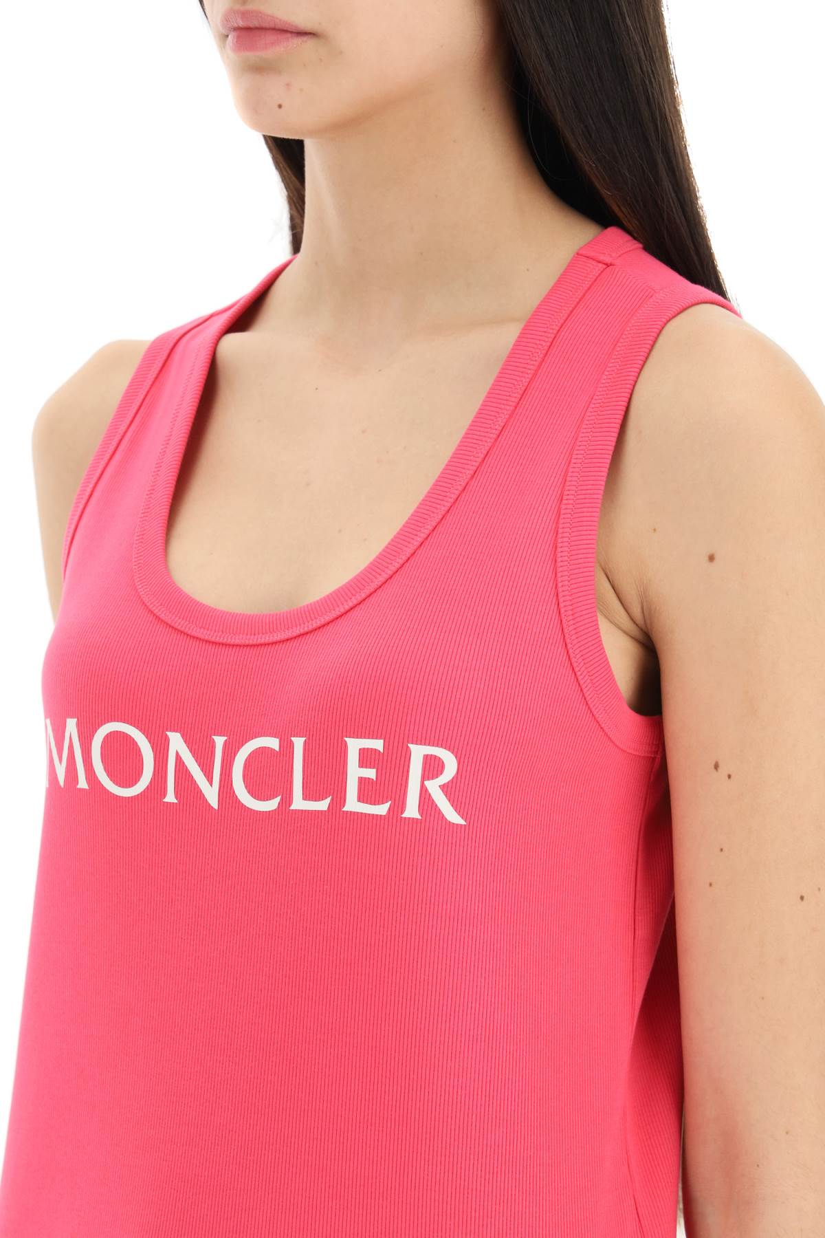 Moncler basic logo print ribbed tank top