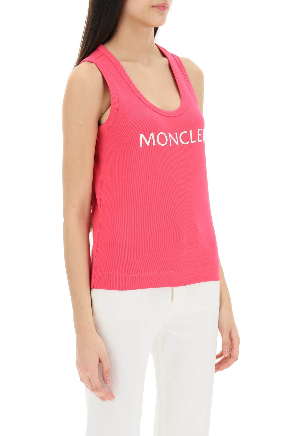 Moncler basic logo print ribbed tank top