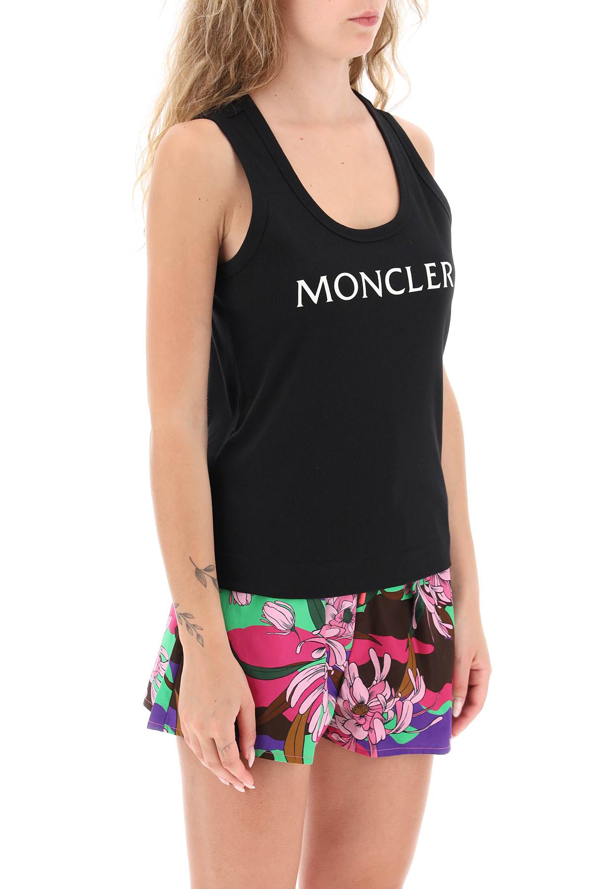 Moncler basic logo print ribbed tank top